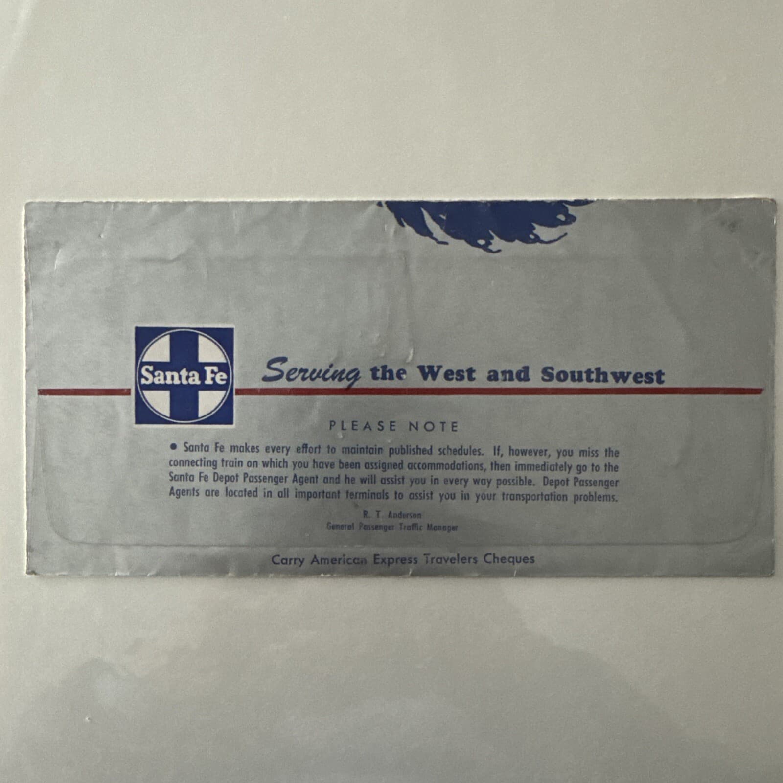 Santa Fe System Chief  1953 Railway Railroad Ticket Cover USA Cover Only 2