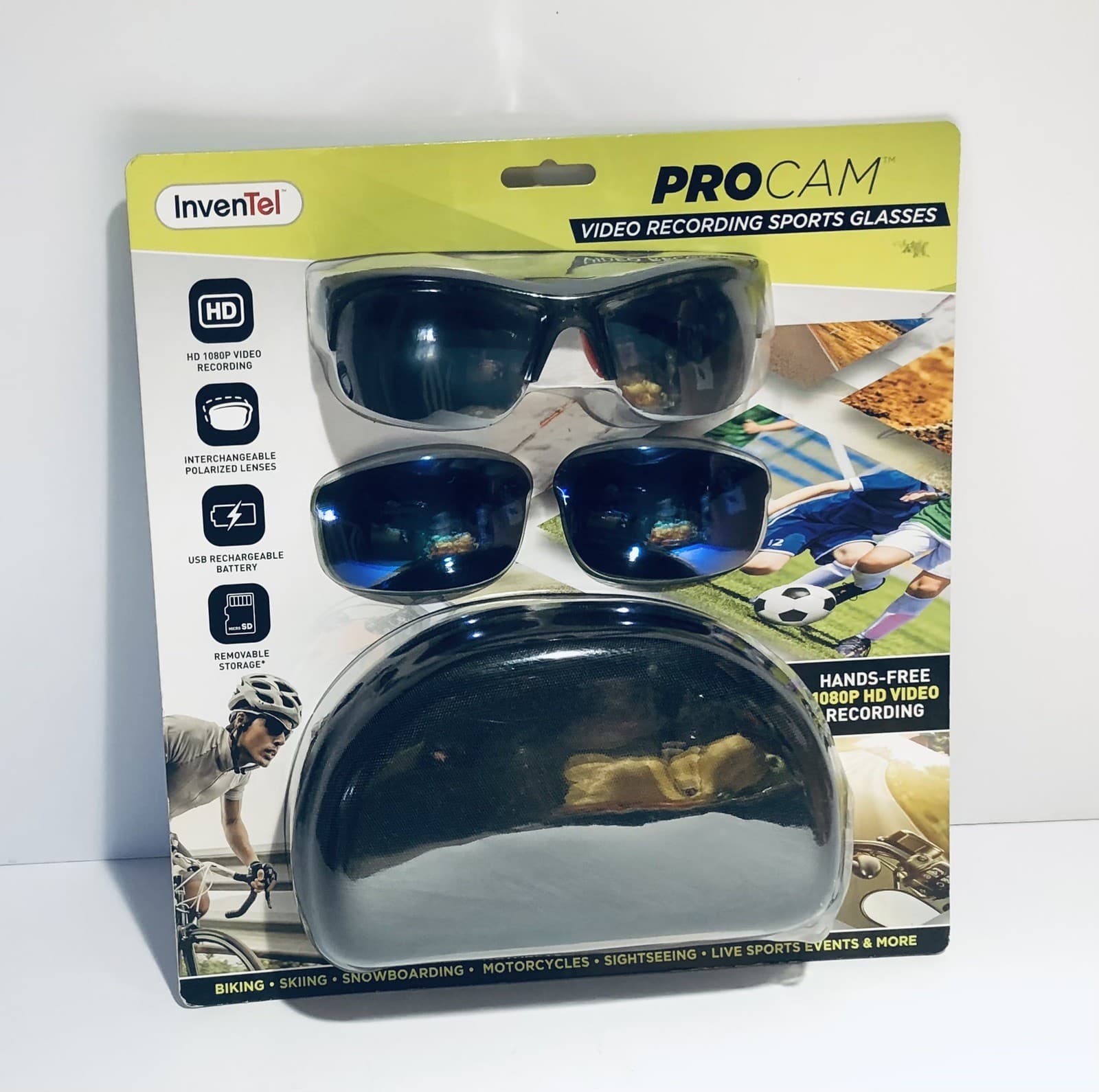 InvenTel PROCAM Video Recording Sports Glasses w/Interchangeable Lens & Case NEW