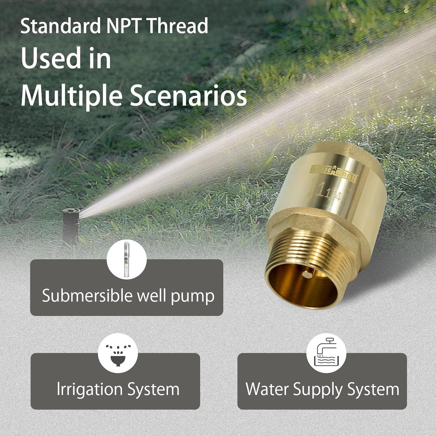 1-1/4" Brass Check Valve 1.25“ NPT Water Check Valve for Submersible Well Pump 1 4