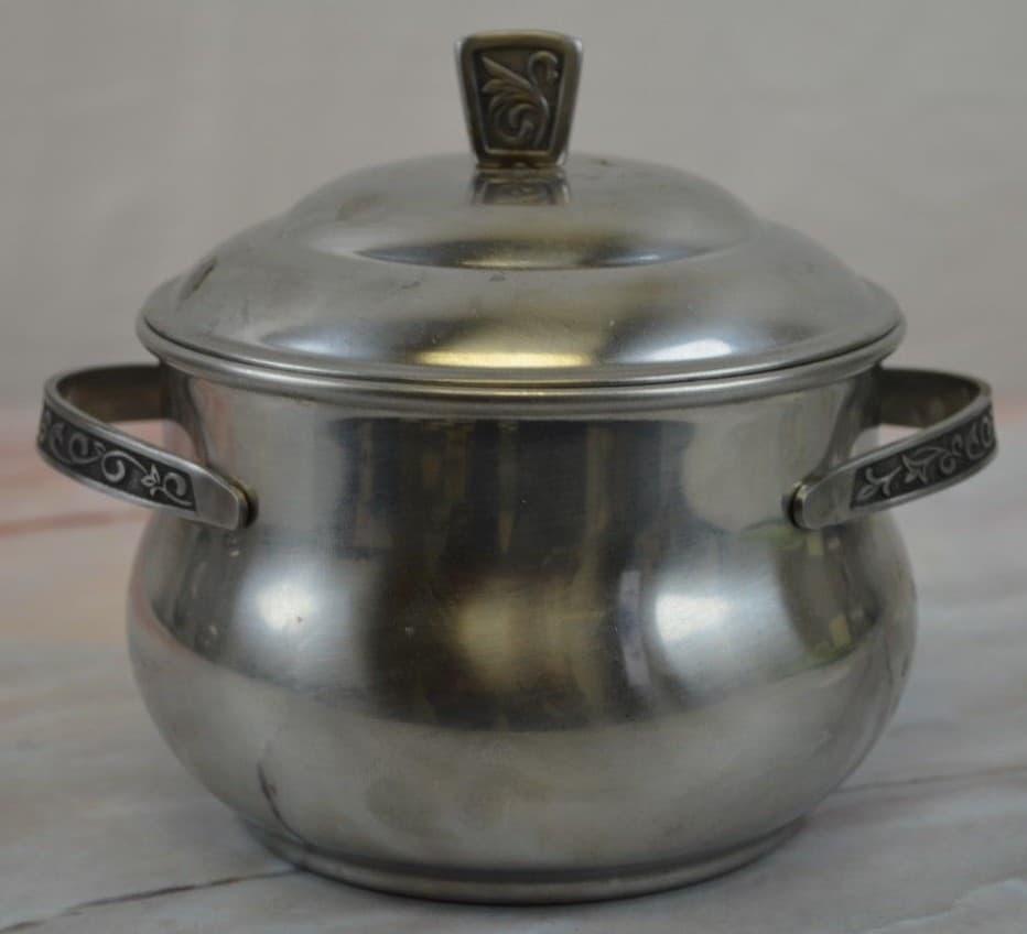 Vtge Small Monterey Stainless Steel Server Pot,Traditional Holloware w/ Lid  2