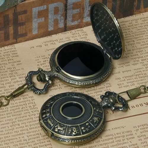 Obsidian Scrying Mirror, Natural Healing Crystal Obsidian Mirror Pocket Watch-3 6