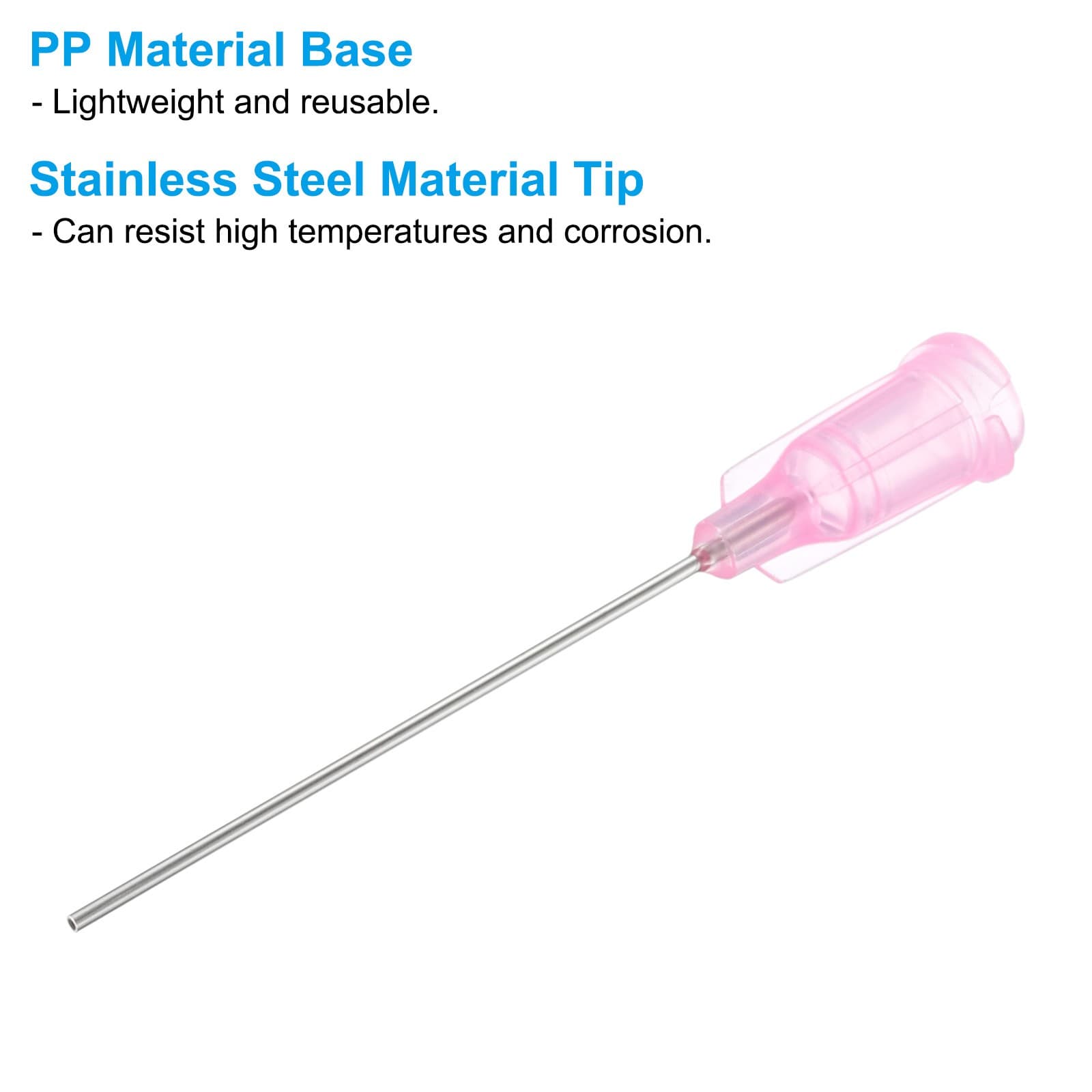 100Pcs 20Gax1.5" Dispensing Needle Tip Stainless Steel and Plastic Pink 3