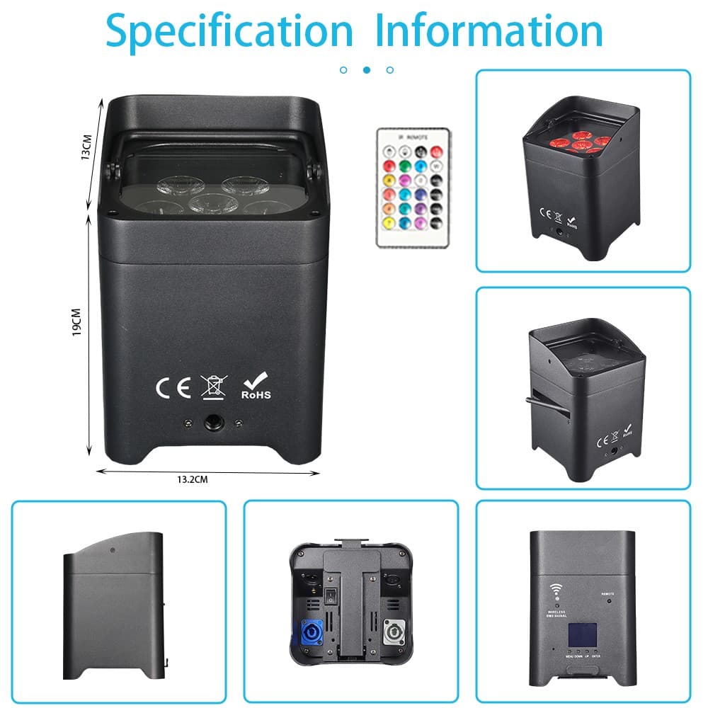 10pcs 6*18 RGBWA+UV 6in1 Battery Powered LED uplight For Wedding Dj Lighting 4