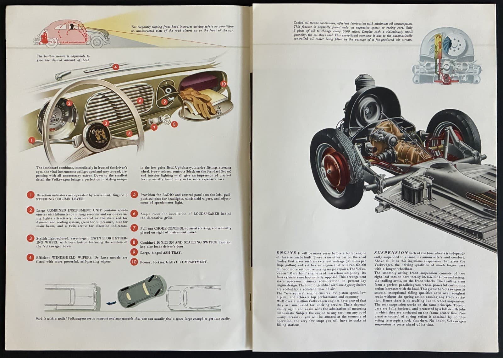 1954 Volkswagen 10-page illustrated sales brochure with foldout 3