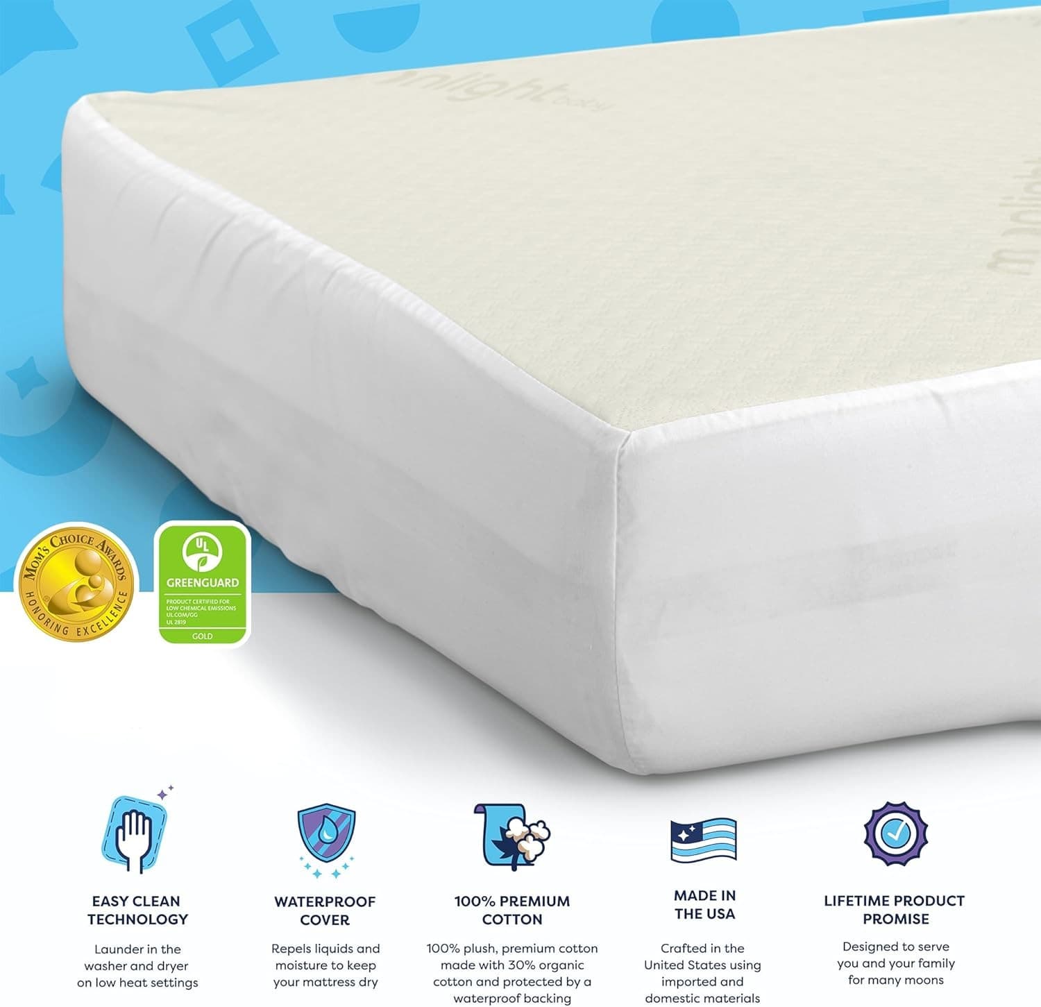 Moonlight Slumber Little Dreamer Crib Mattress 53x28 Inch (Pack of 1), Ecru  3