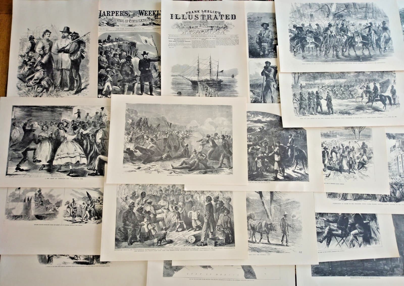 20 Large Folio African American Civil War Prints ~ Harper's & Leslie's Weekly