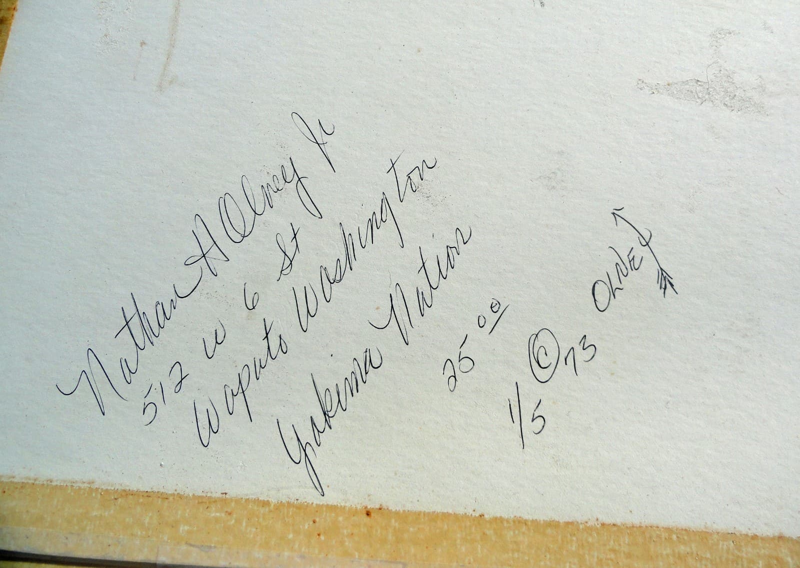 Nathan Olney Signed and Numbered Lithograph (#1 of 5) 1973 Yakima 1820's Indian 5