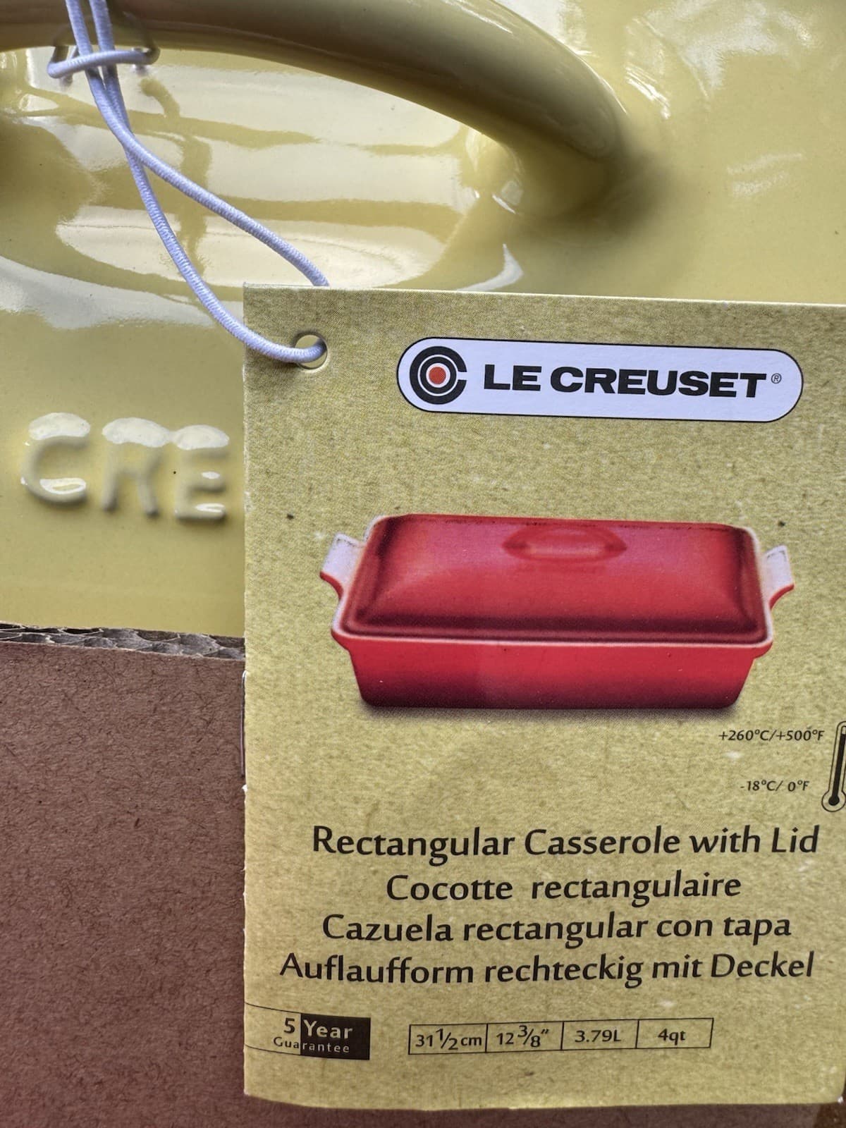 Le Creuset Heritage Rect New In Box Lidded Casserole Dish 4 quart  Soleil Yellow 2