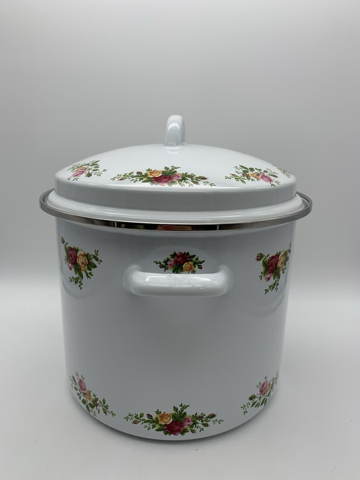 Royal Albert Pot Old Country Roses 8 Quart Metal Enamel Very Large 2