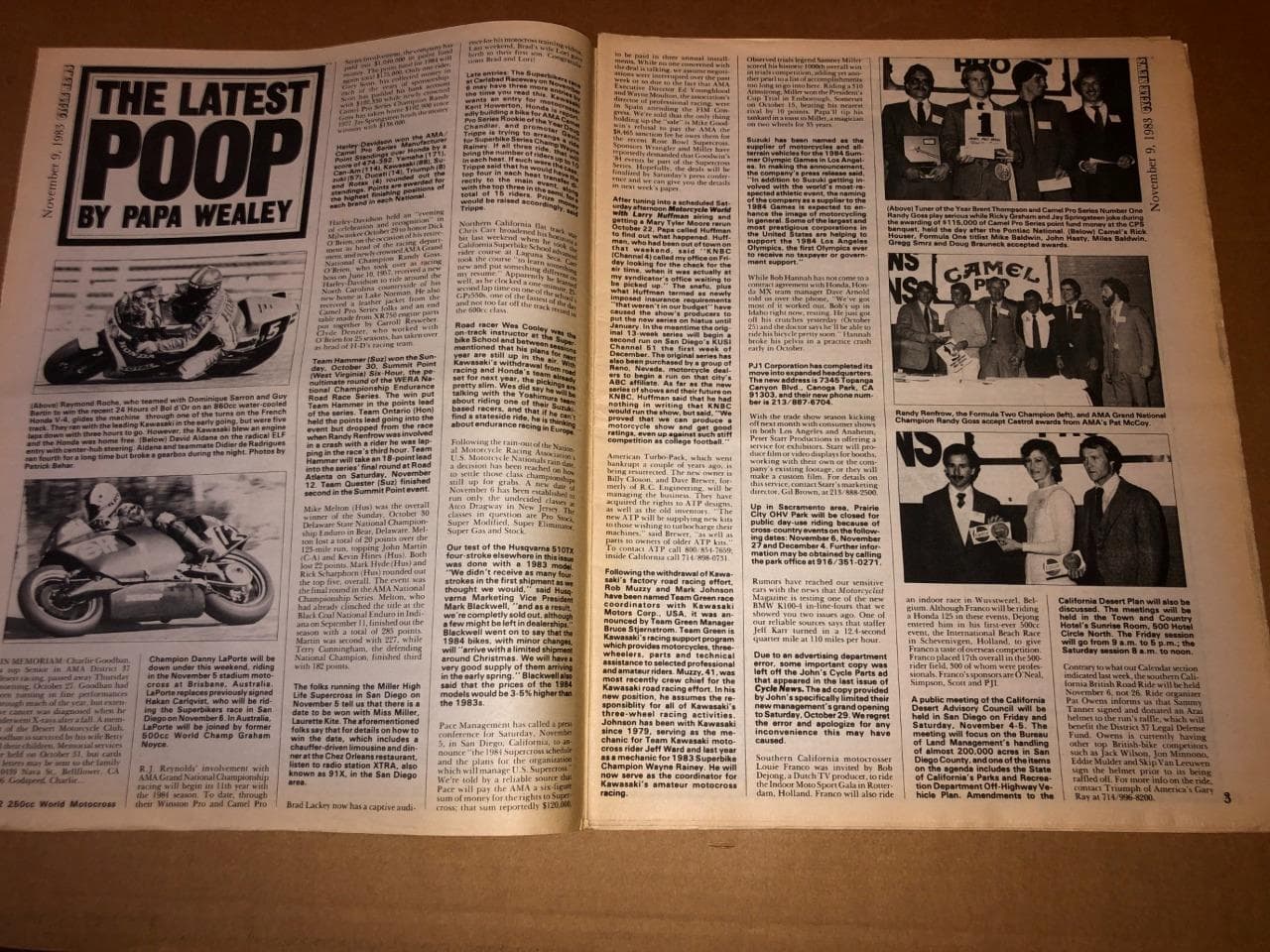 CYCLE NEWS WEST Newspaper Vol XX #43 Nov 1983 vtg mx ahrma motocross motorcycle 2