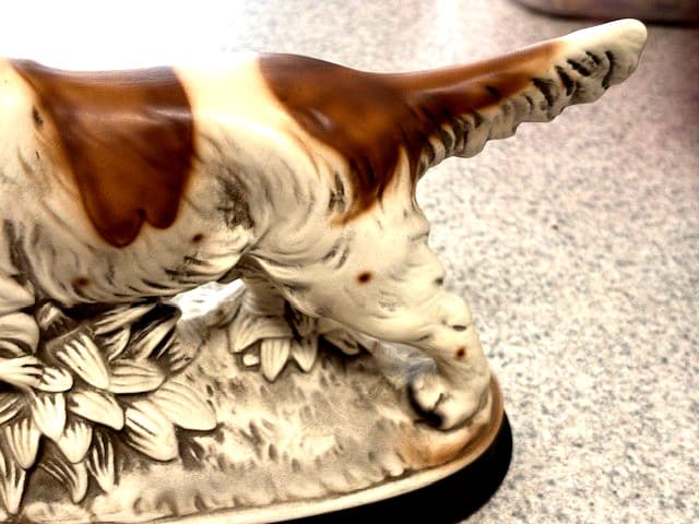 Vintage Springer Spaniel Setter Duck Hunting Dog Statue Signed M. Takai H125B73 3