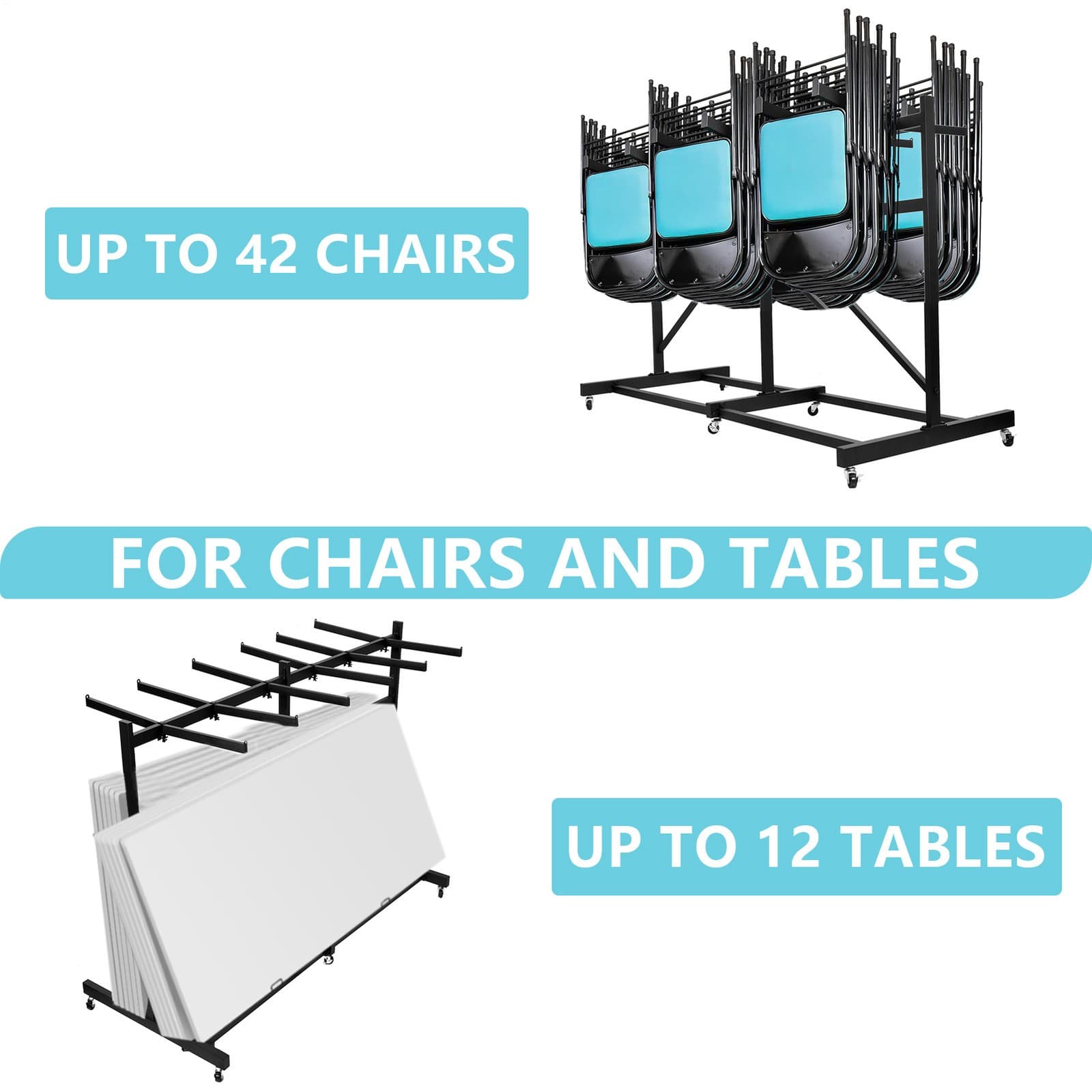 Folding Table and Chairs Cart -42 Folding Chairs Capacity, Heavy Duty 4