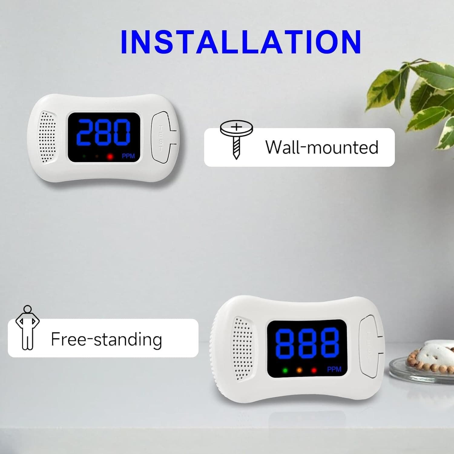 2 Packs Carbon Monoxide Detectors,CO Alarm Detector Monitor Battery Operated 3