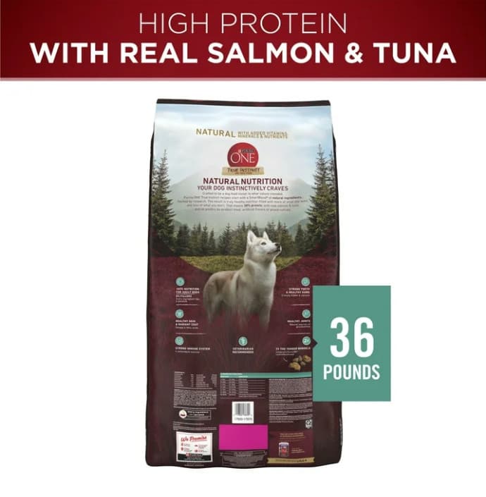 Purina ONE True Instinct Dry Dog Food, High Protein Real Salmon & Tuna, 36 lb 6