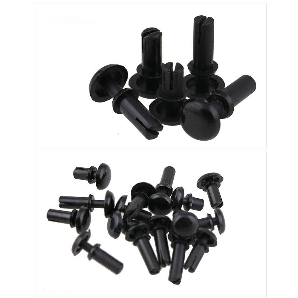 US Stock 100pc R5065 Nylon Push-Type Rivets Black Plastic Letter Rivets M5X6.5mm 6