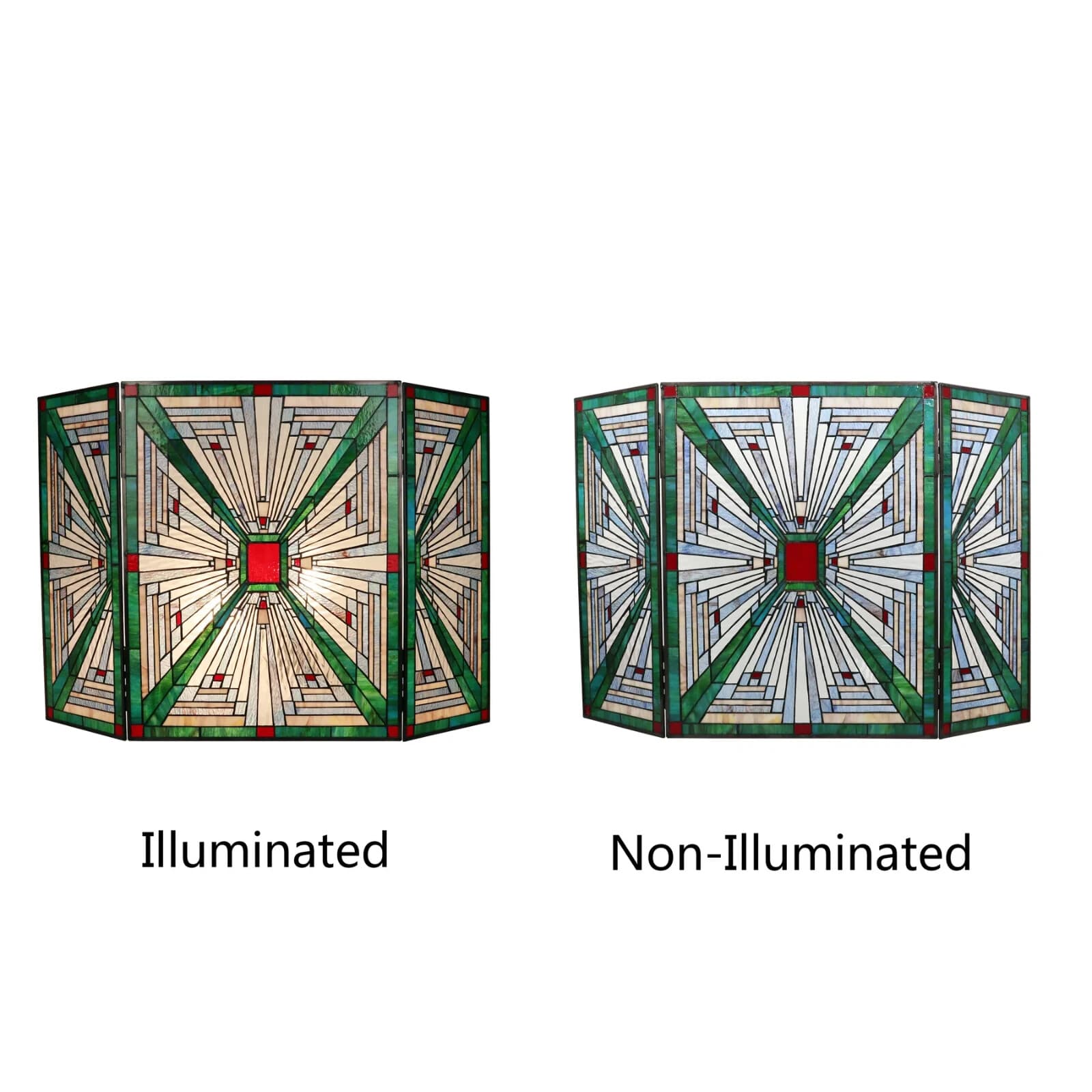 Fireplace Screen Tiffany Style Stained Glass Arts & Crafts Mission 44 W x 28 T 4