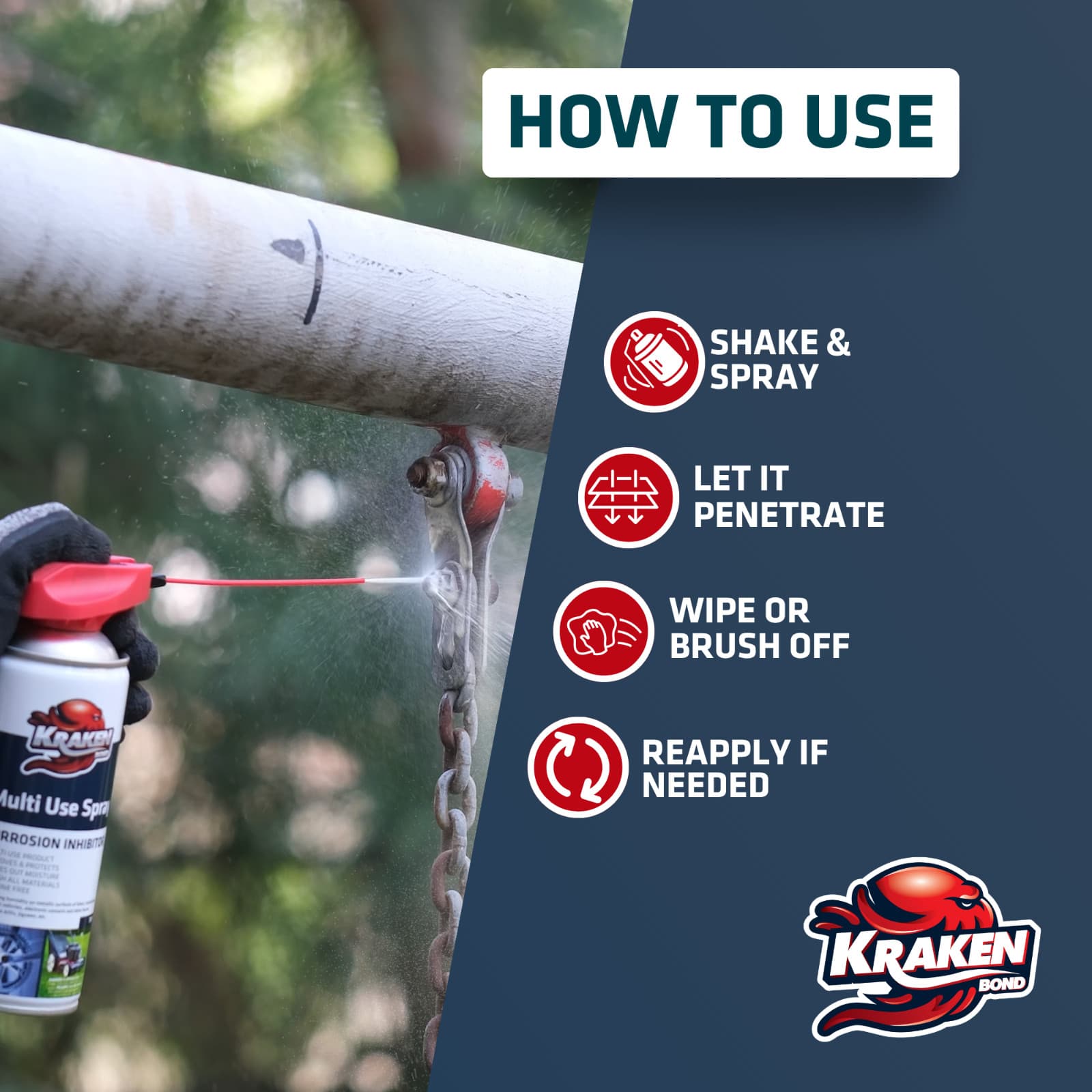 Kraken Bond Multi Use Spray, Corrosion Inhibitor  500 ml.  2 Pack 3