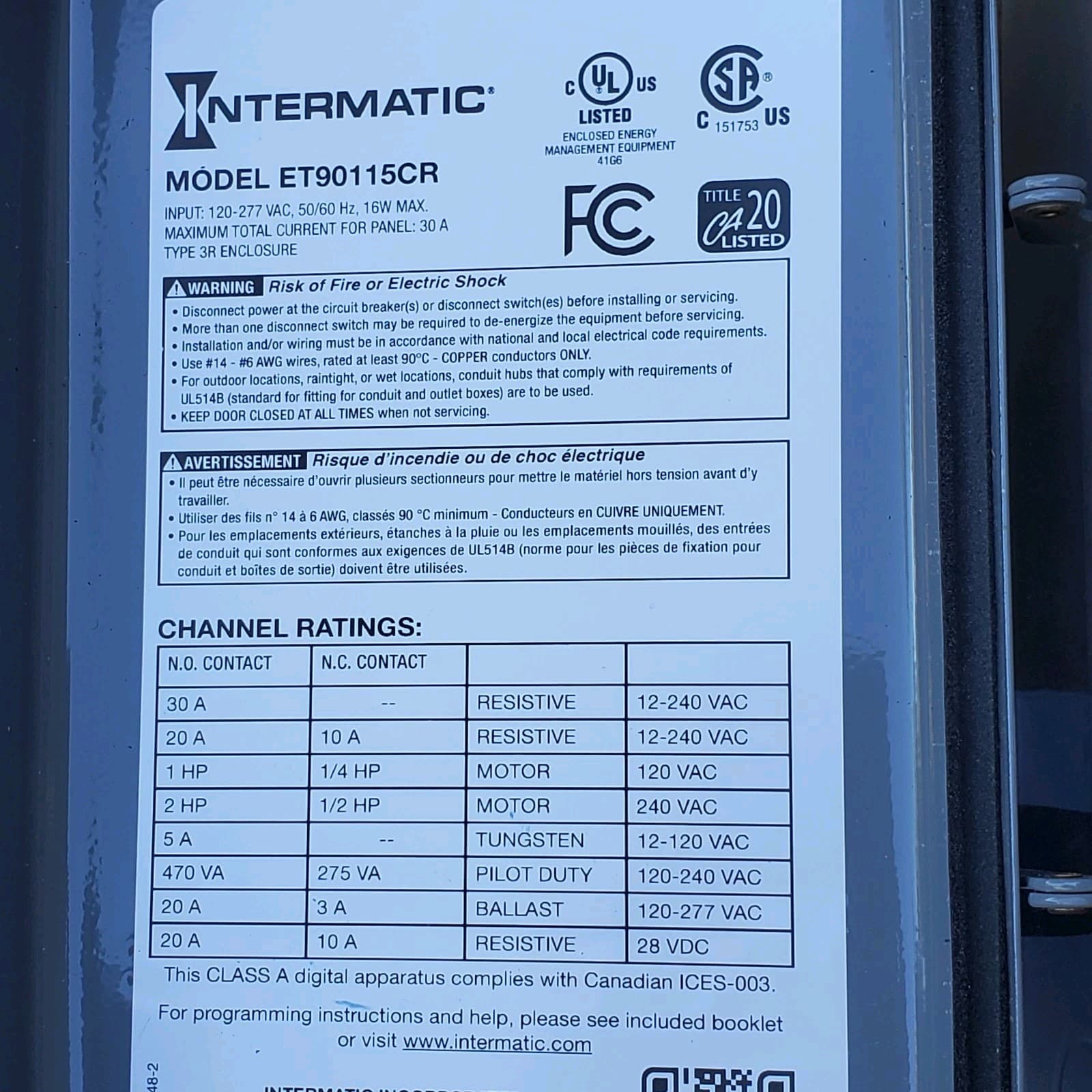 INTERMATIC ET90115CR 365-Day Time Switch - NEW 4
