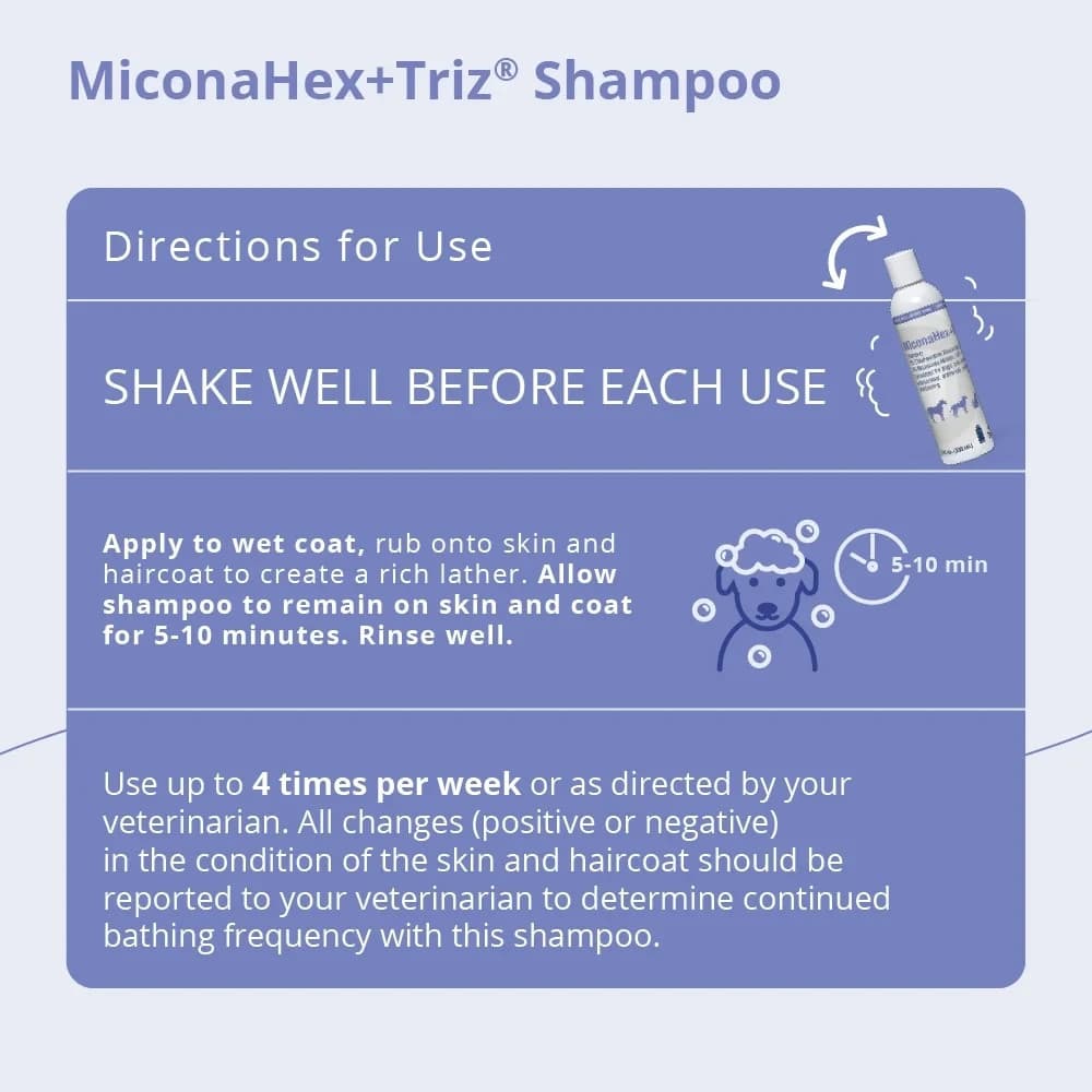 MiconaHex+Triz Shampoo for Dogs, Cats and Horses, 8 oz. Antimicrobial, antifung 3