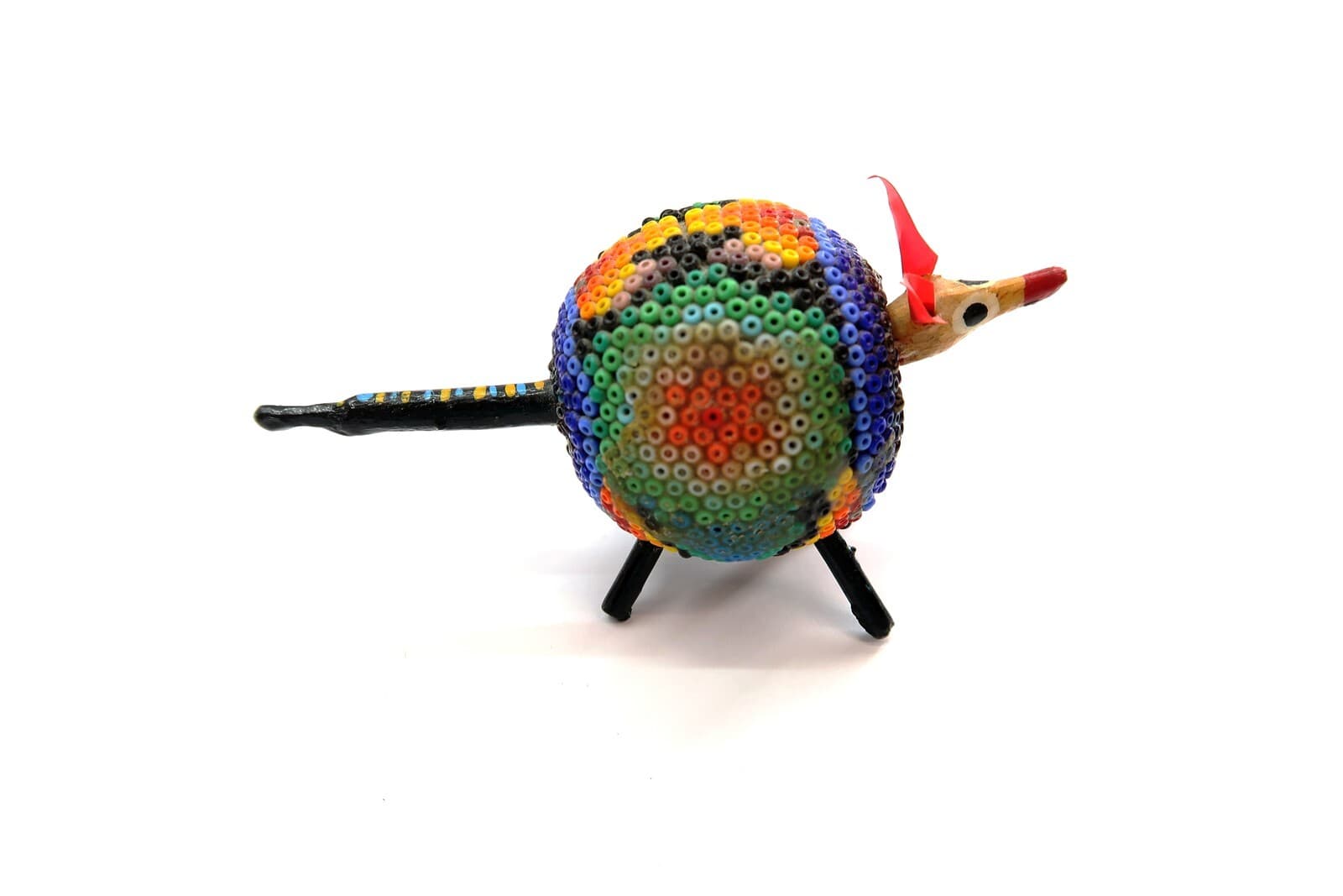 Peruvian Ornate Beaded Gourd Folk Art from Peru BOWL and Dog NODDER  4