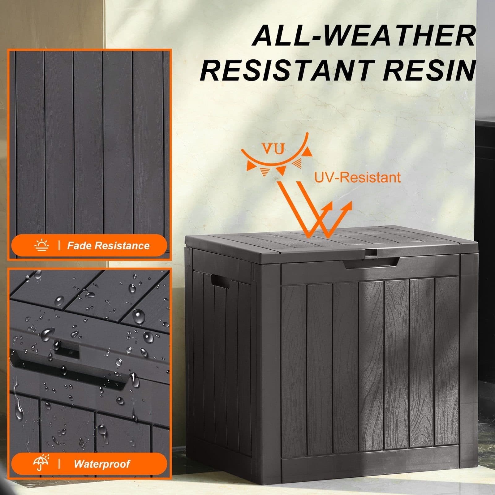 31 Gallon Resin Deck Box, Waterproof UV Resistant Outdoor Storage Box for Garden 2