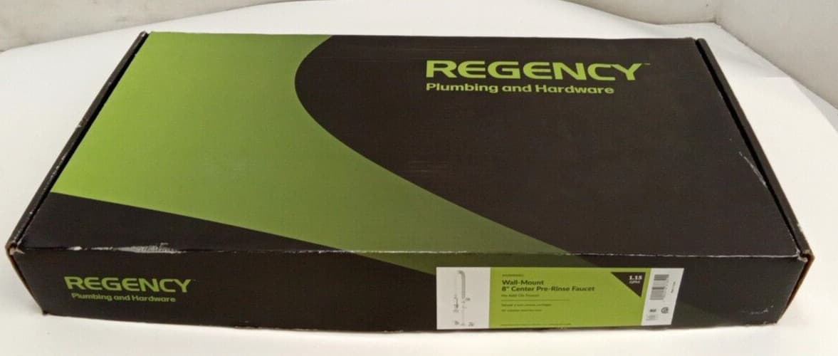 Regency 600PRW8X Wall-Mount Pre-Rinse Faucet w/ 8" Centers 1.15 GPM 44" SS Hose 6