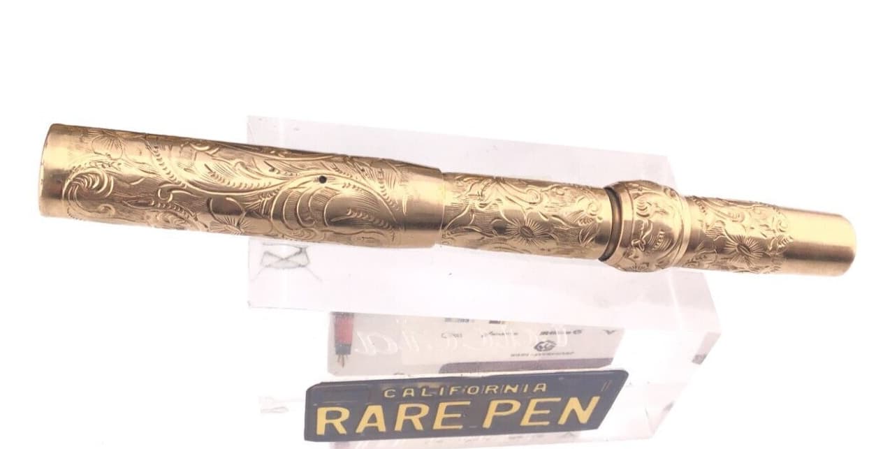 Vintage CONKLIN Fountain Pen HAND ENGRAVED  Filigree Overlay Crescent Filler 4