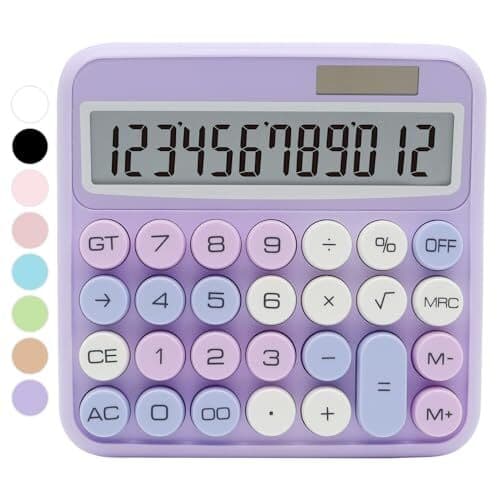 Purple Calculator, UPIHO Standard Calculator 12 Digit with Large LCD Display  2