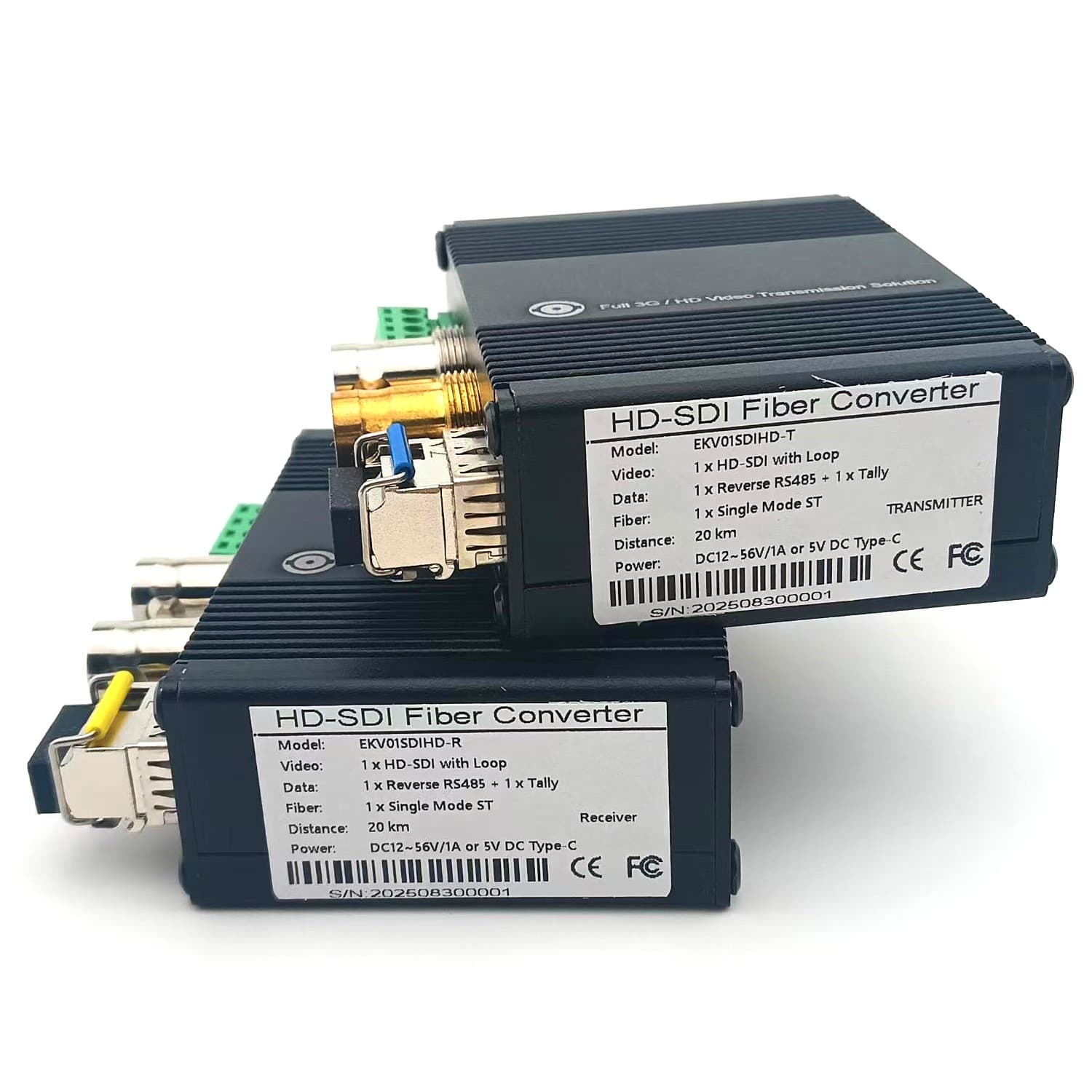 HD SDI 20KM Extender LC Optic Fiber Converter Video Loop Audio RS485 Protocol 3