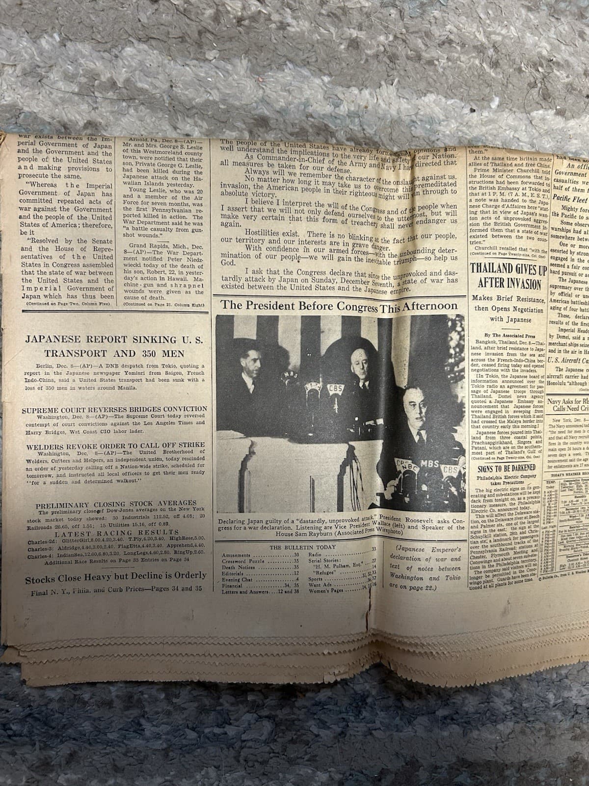 The Evening Bulletin WWII Attack On Pearl Harbor Newspaper 3