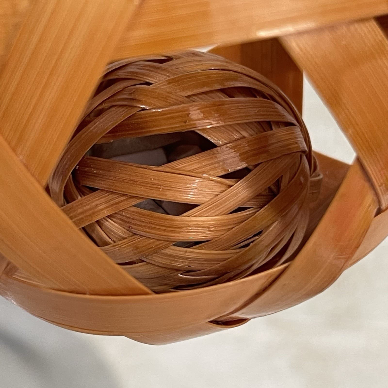 Vintage Handcrafted Woven Rattan Christmas Rattle Shaker Pebbles Inside 5” H 4