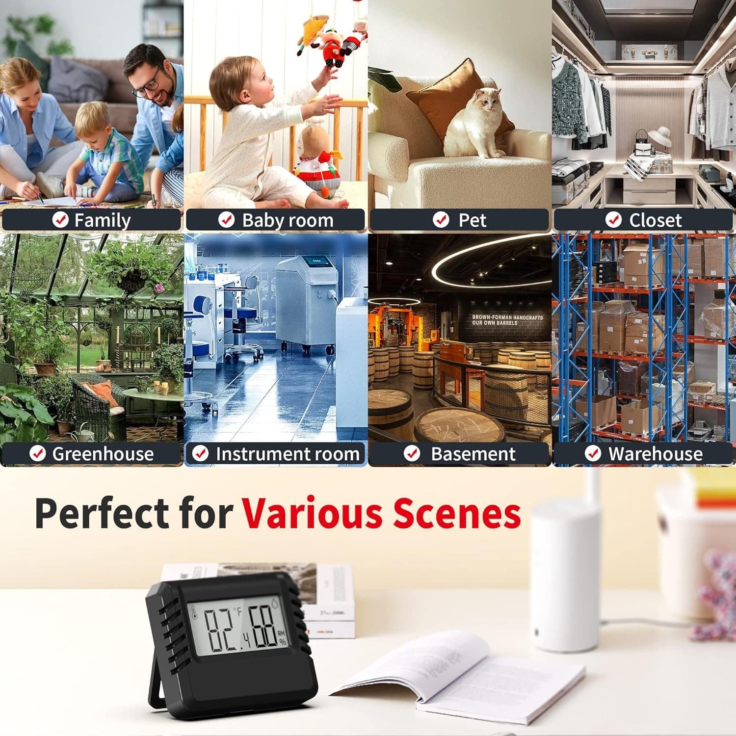 Indoor Thermometer Hygrometer for Home, Room Humidity Meter Black  6