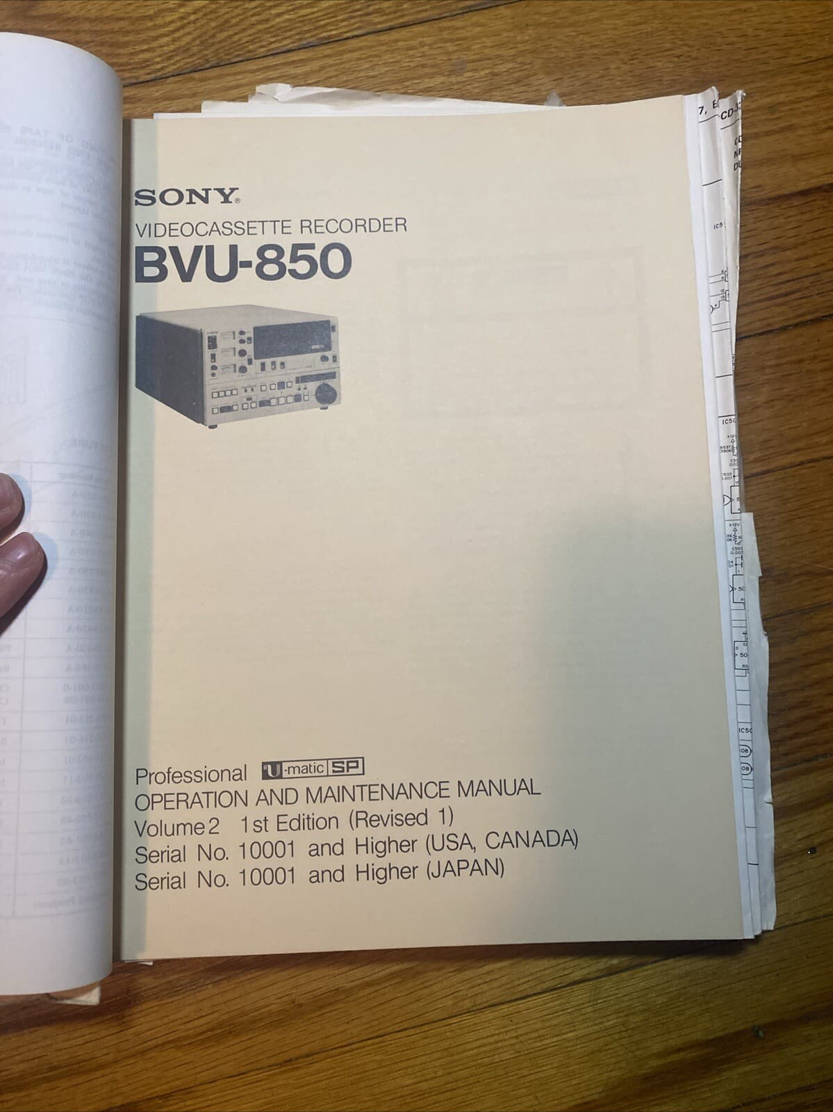 SONY® VIDEOCASSETTE RECORDER BVU-850 Operation And Maintenance Manual Partial 6