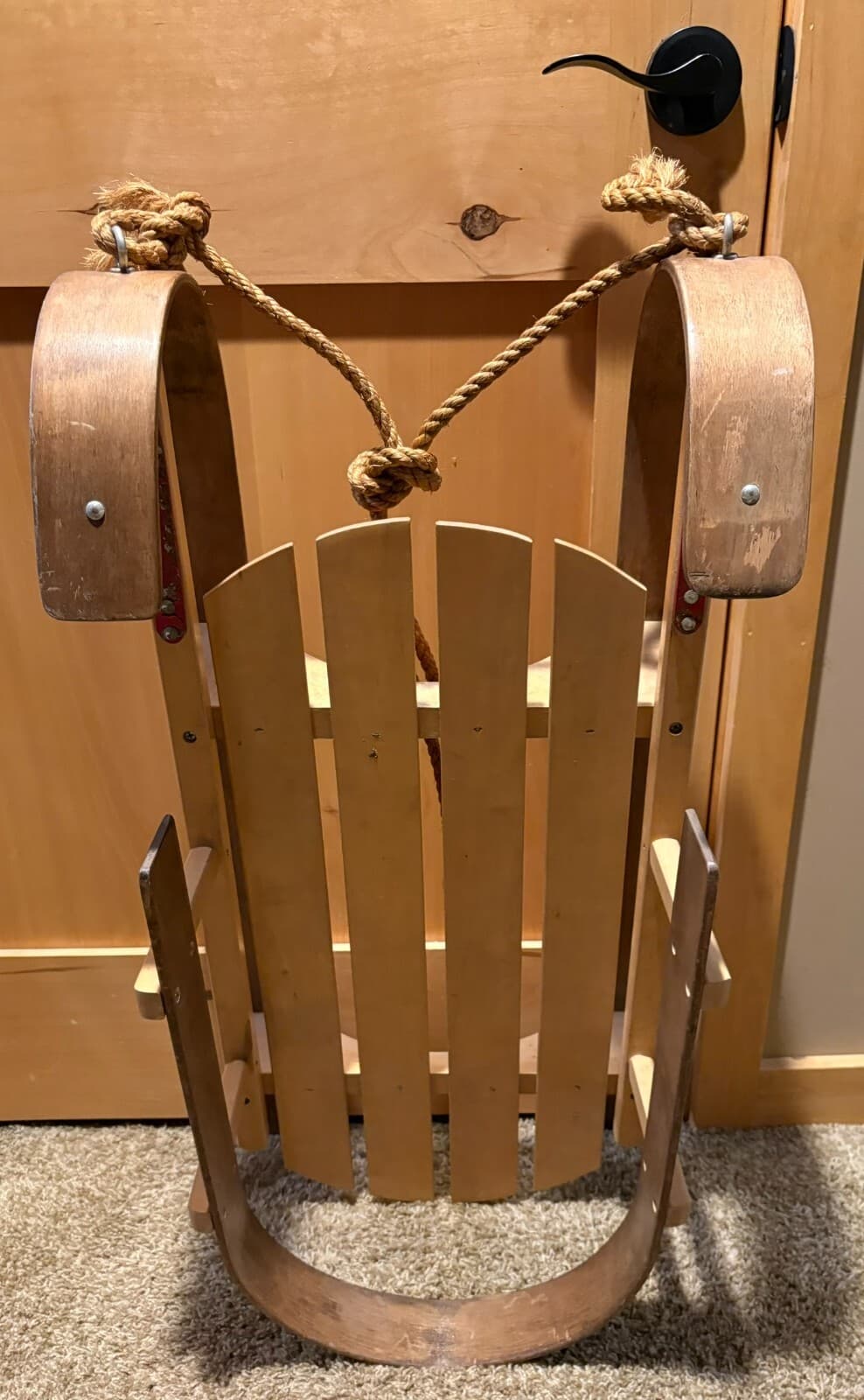 Boundary Waters vintage wood Kinder Sleigh kids childs Wooden Snow Sled 6