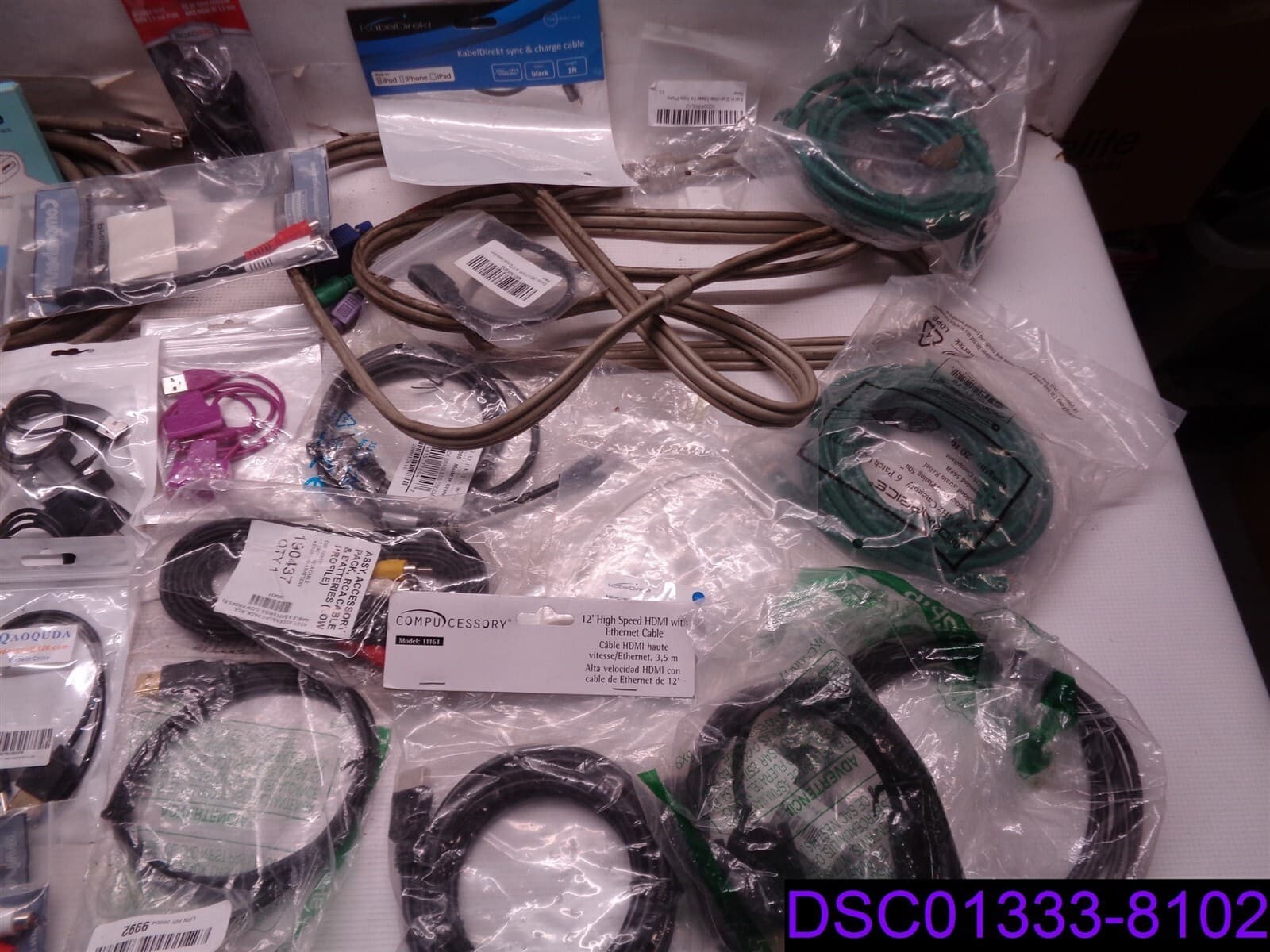 Qty = 81 Mixed Lot of Computer Cables, Chargers, Data Cables, & More 4