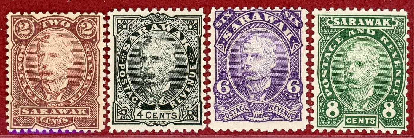 Sarawak 1895, #28-31,  Mint, OG, LH, SCV $114.50