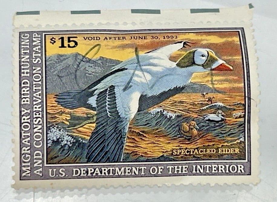 Lot 4 Collectible Hunting Fishing Conservation and Wildlife Stamps 1992 & 1993 2