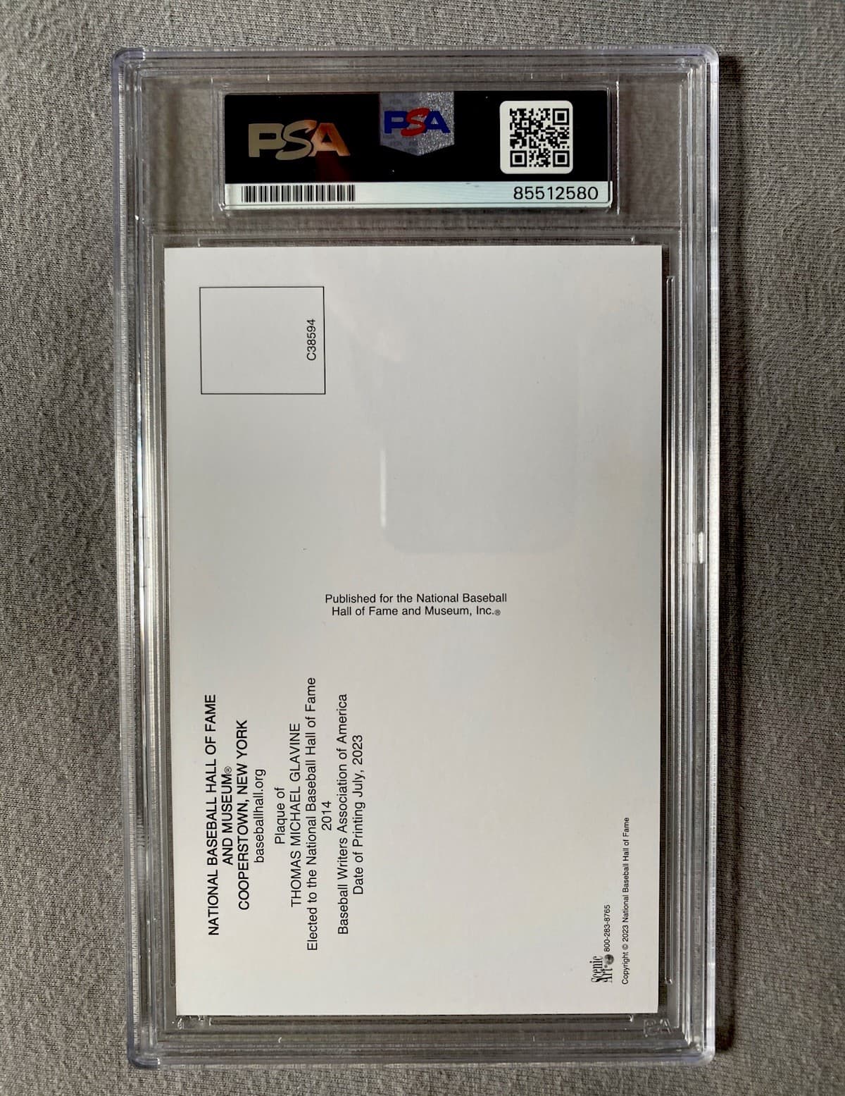 ATLANTA BRAVES- TOM GLAVINE AUTOGRAPH HALL OF FAME PLAQUE CARD PSA SLAB COA 580 2