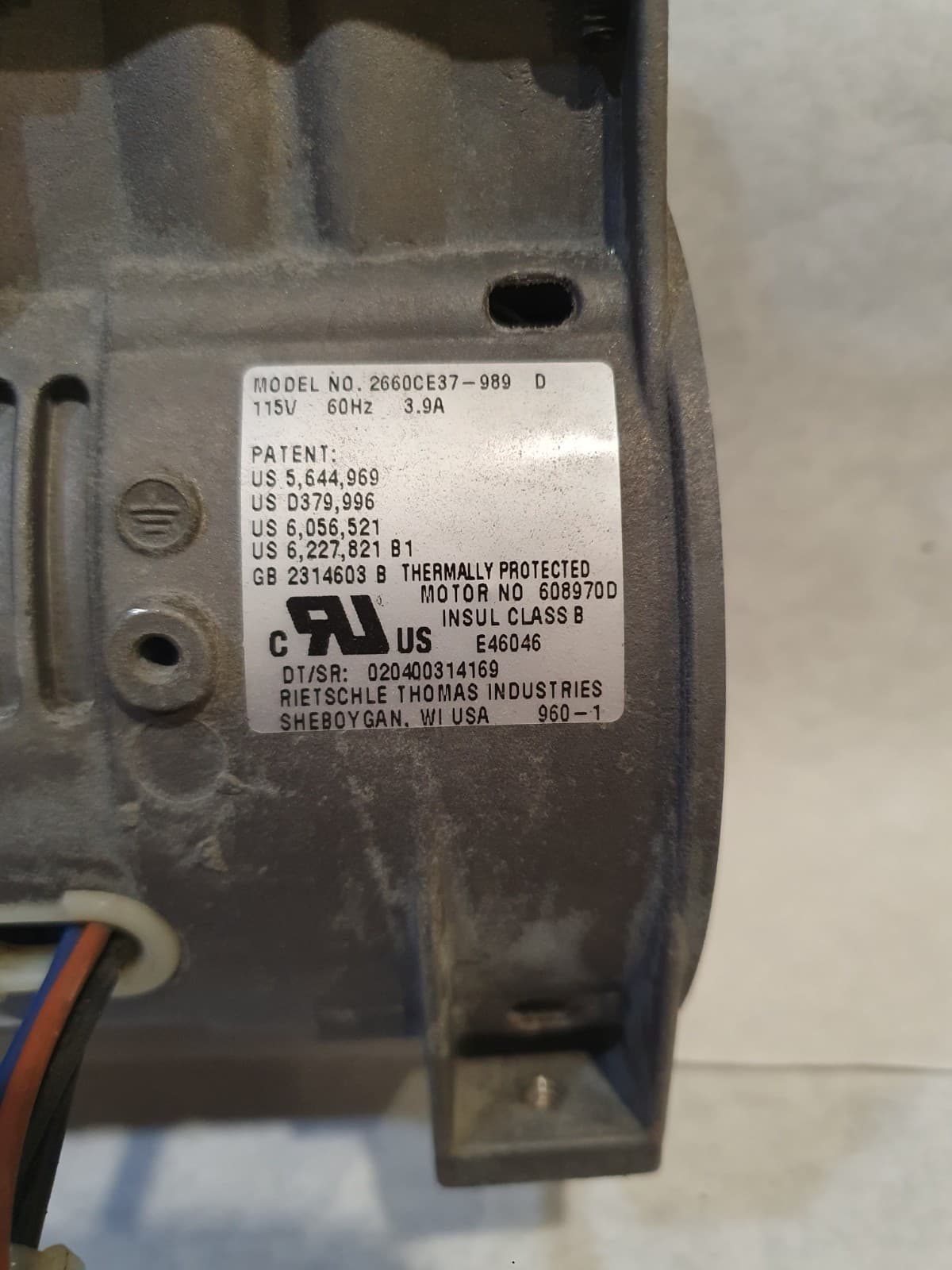 Thomas Vacuum Pump 2660CE37 Compressor TOP END REBUILT  Pond Aeration, Capacitor 2