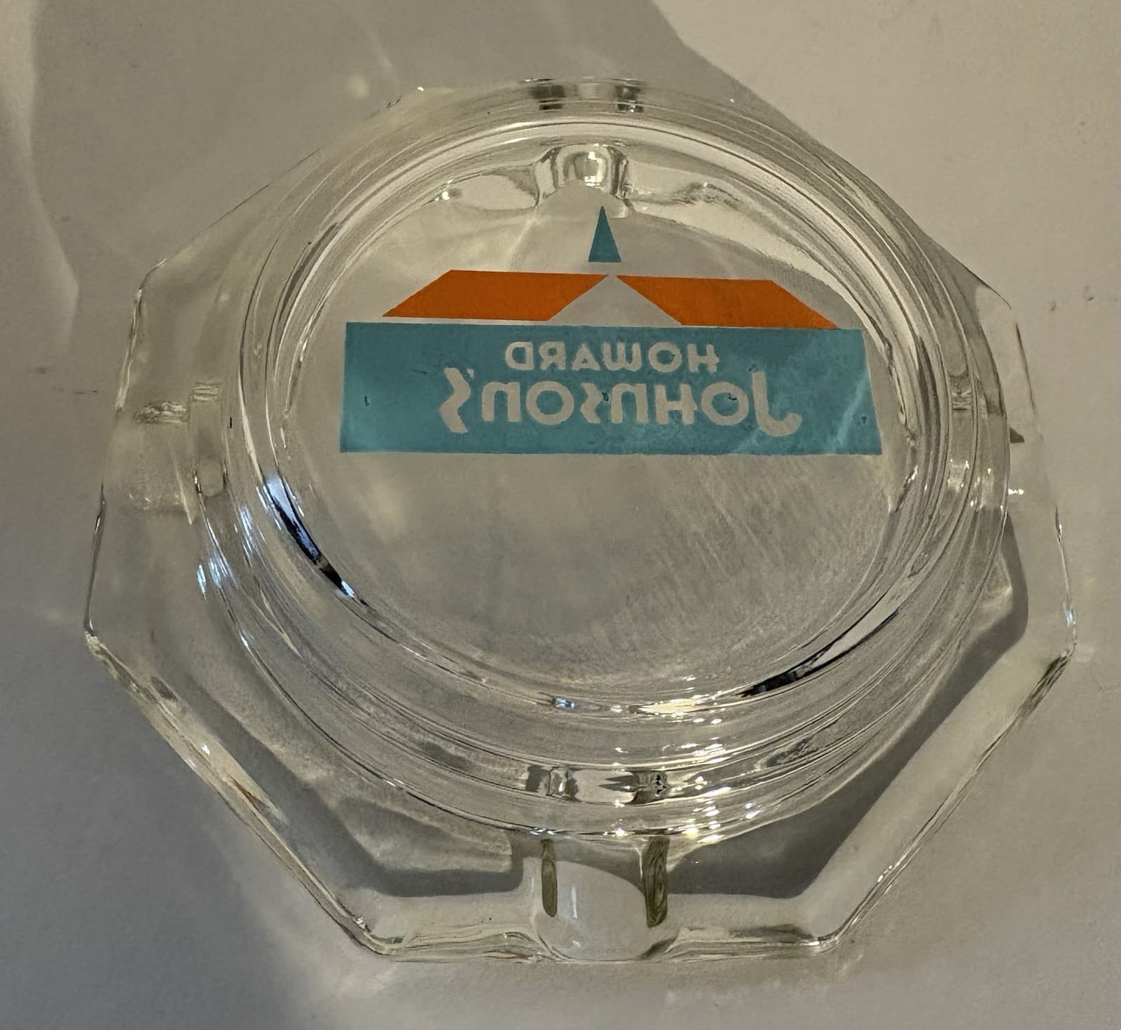 Vintage Howard Johnson’s Hotels Logo Glass Ashtray 4.5" Hexagon 3