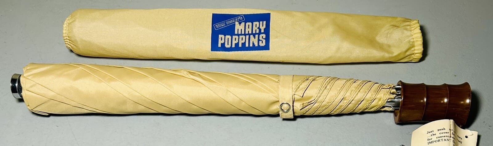 Vintage Walt Disney Mary Poppins Original Promotional Fashion Umbrella Beige New 2
