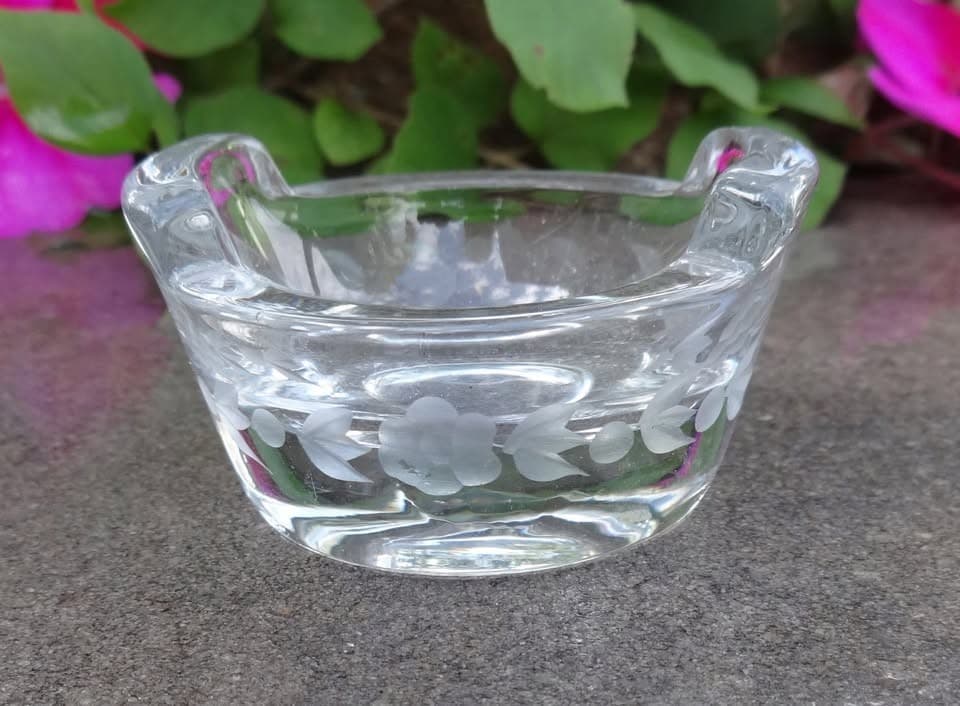 Clear, Heisey Glass Etched Tub Open Salt Dip, Cellar, Dish!