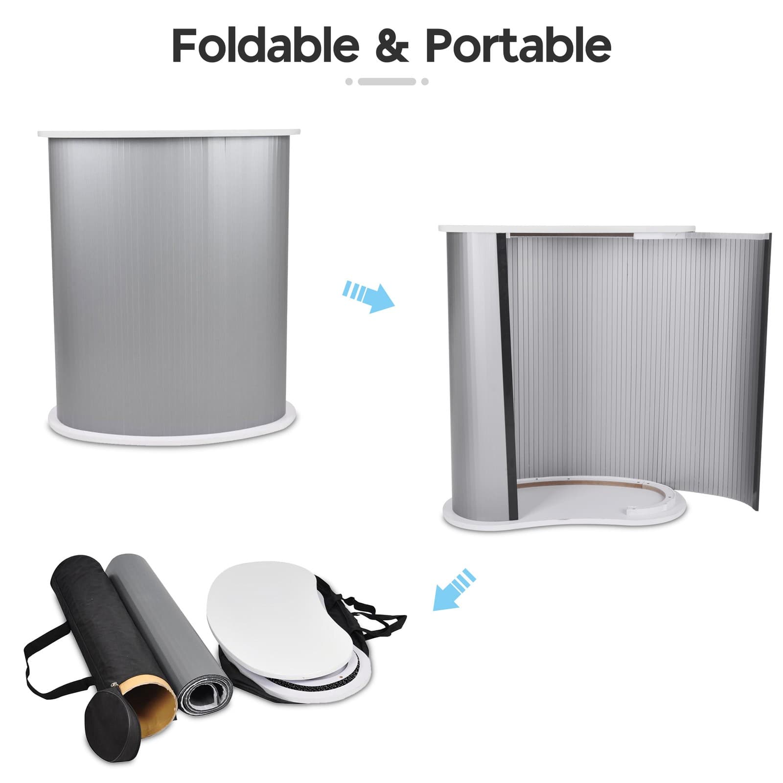 Podium Table Counter Stand Trade Show Display White Top Impact Stand Oval w/Case 2