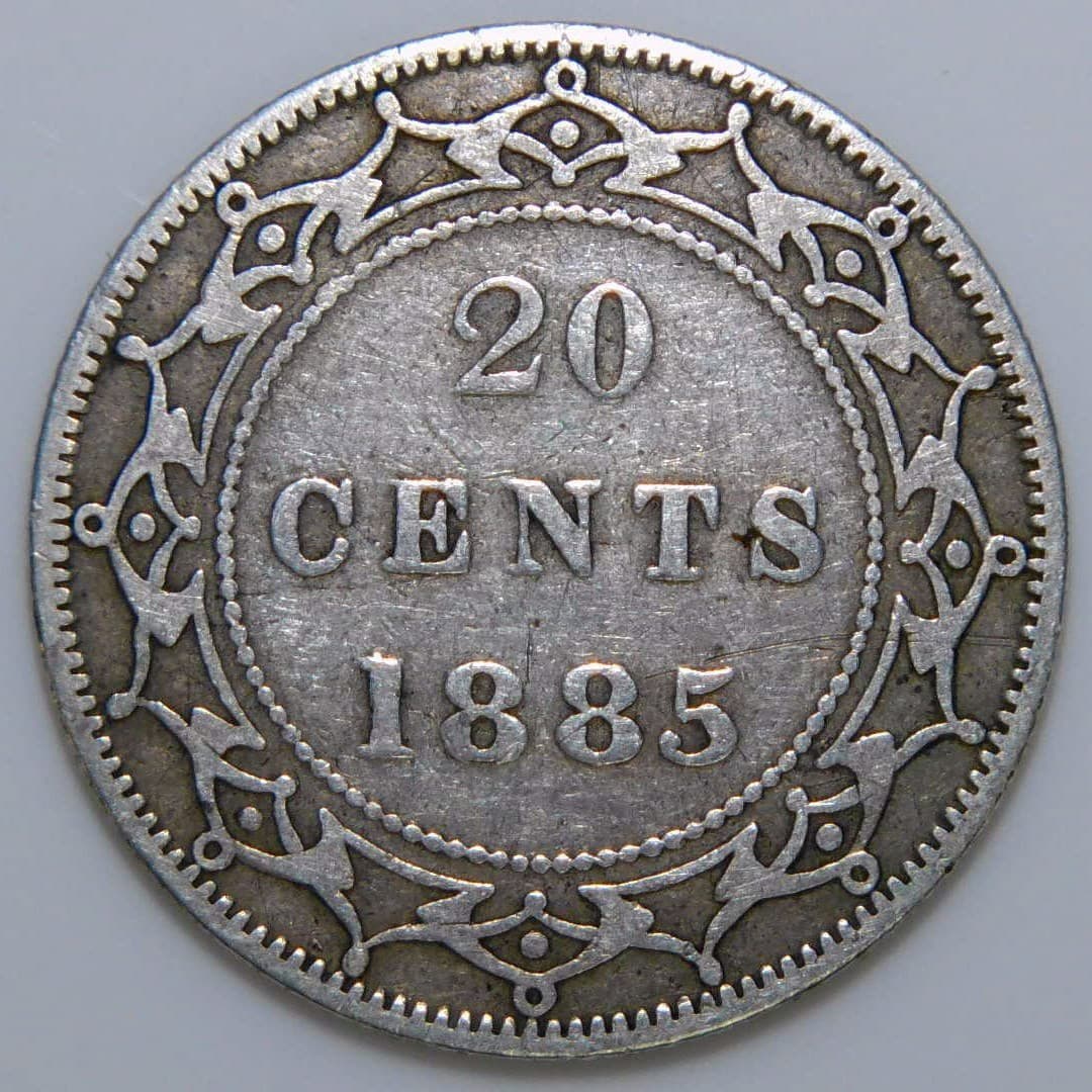 1885 Newfoundland 20 Cents Silver Coin Low Mintage Canada i972 2