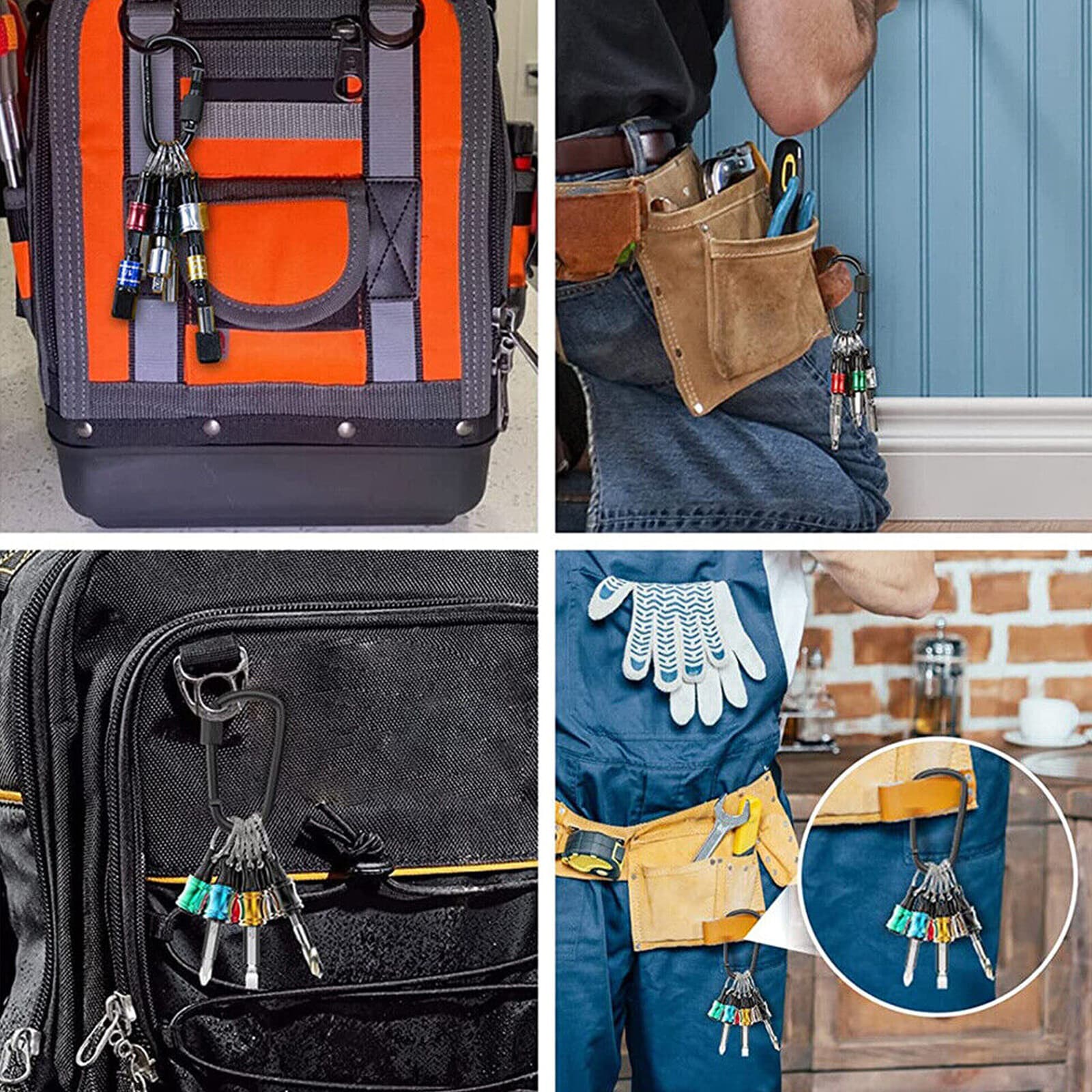 Lot of Quick-Release 1/4" Hex Shank Keychain Screwdriver Drill Bits Holder Tool 6