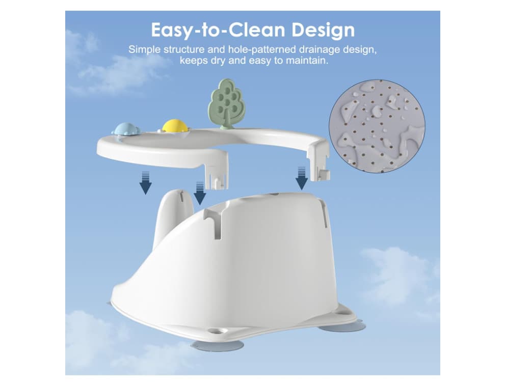 Asiento de baño para bebés de 6 meses en adelante, asiento de seguridad para bañ 4