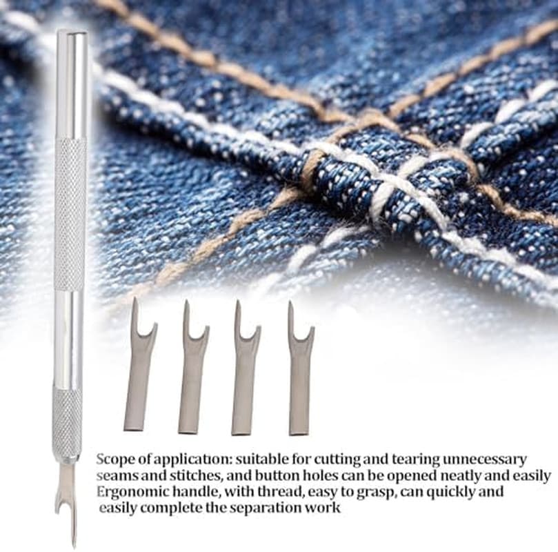 Seam Cutter, 5 Piece Metal Seam Ripper Set with   Aluminum Alloy Handle Stitch U 6