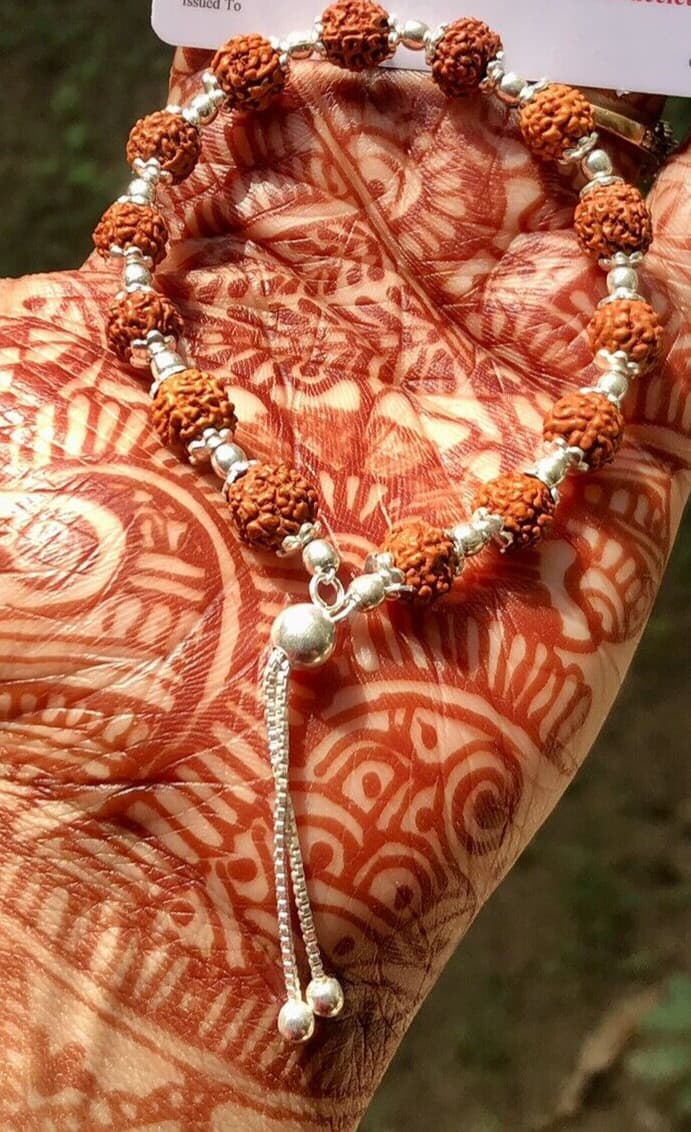Natural 5 Mukhi RUDRAKSHA Rudraksh Bracelet 925 Sterling Silver adjustable