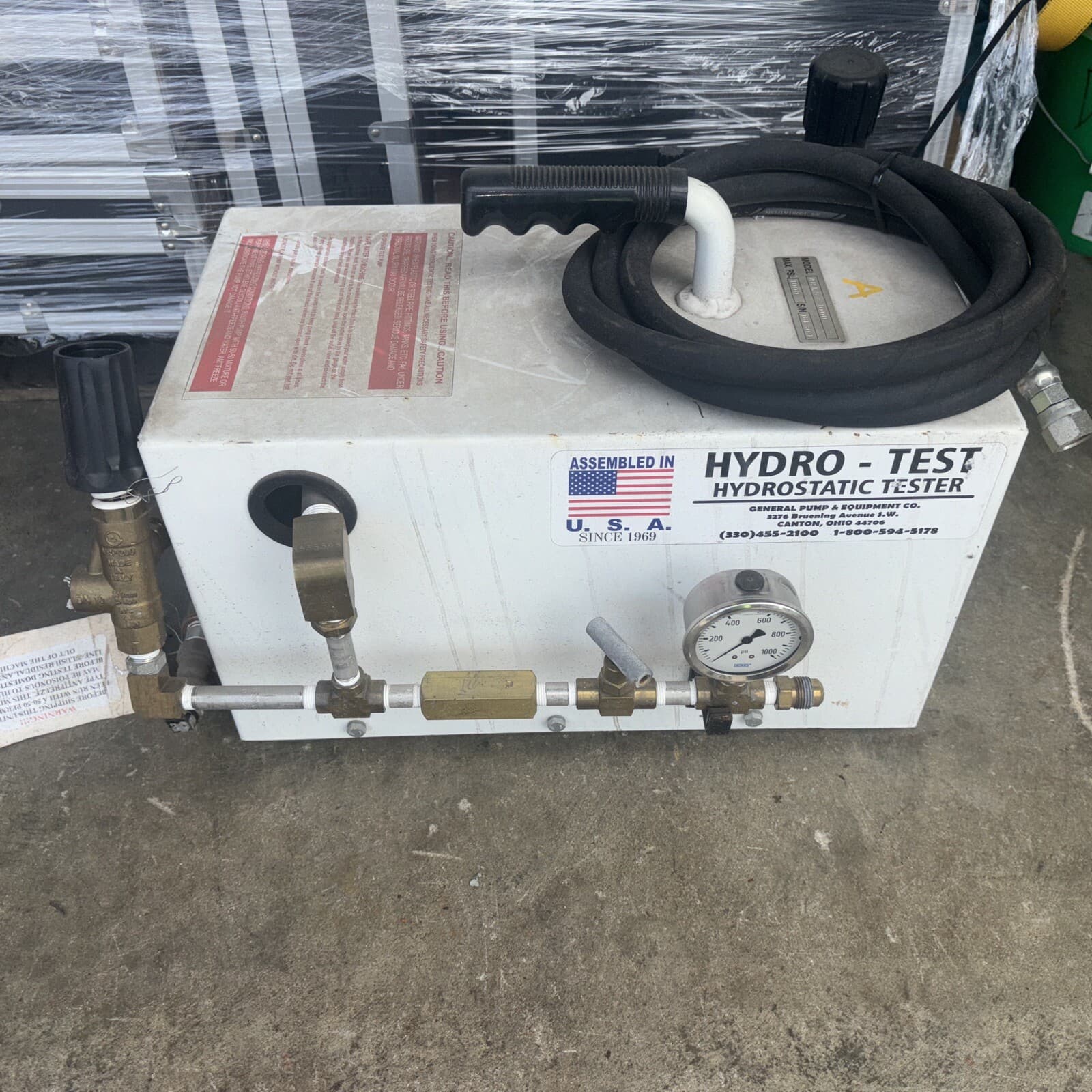 GENERAL PUMP HYDRO TEST HYDROSTATIC TESTER AR1.5-1000 PNEUMATIC 1000 PSI 6