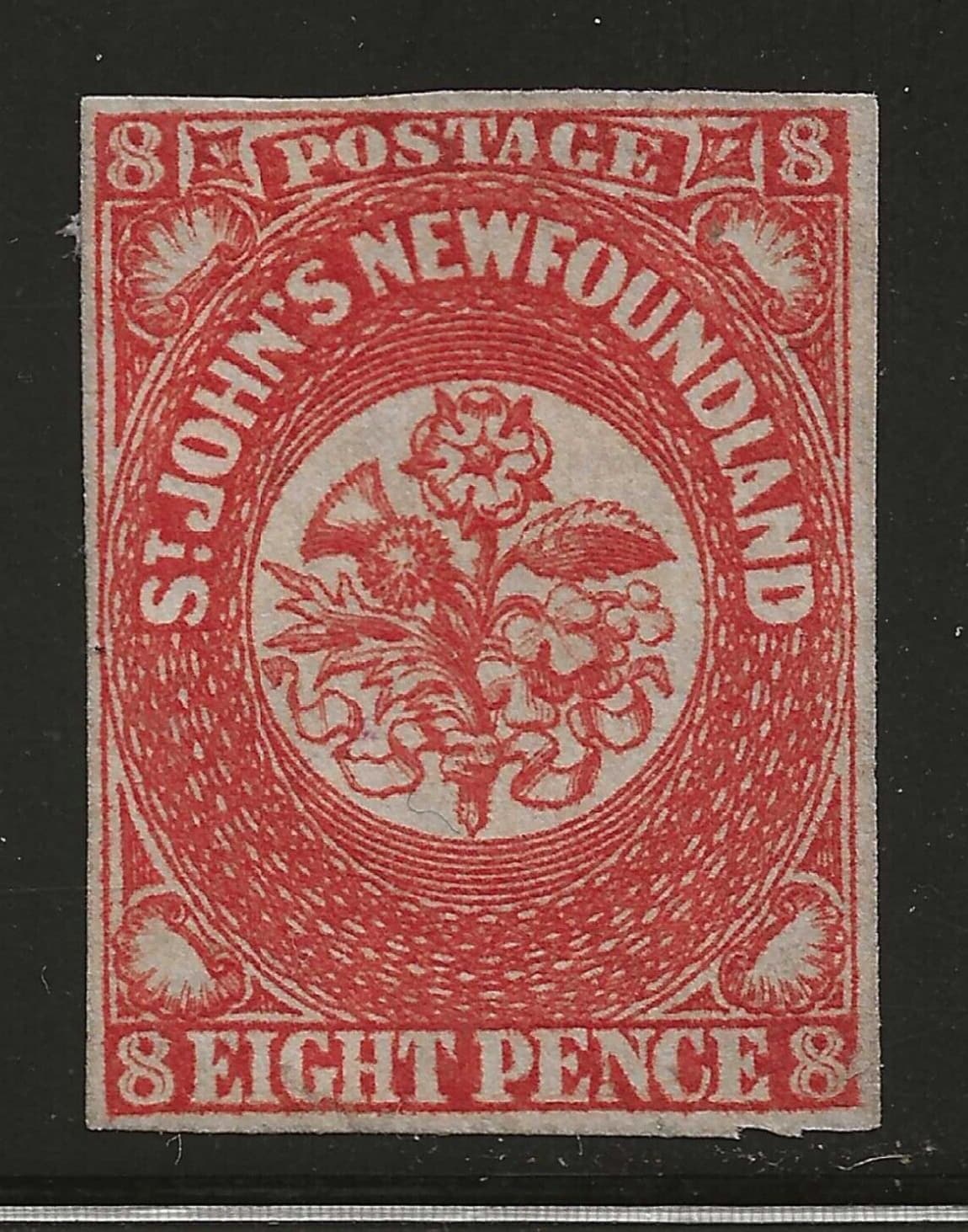 NEWFOUNDLAND #8 MNG - imperf EIGHT PENCE